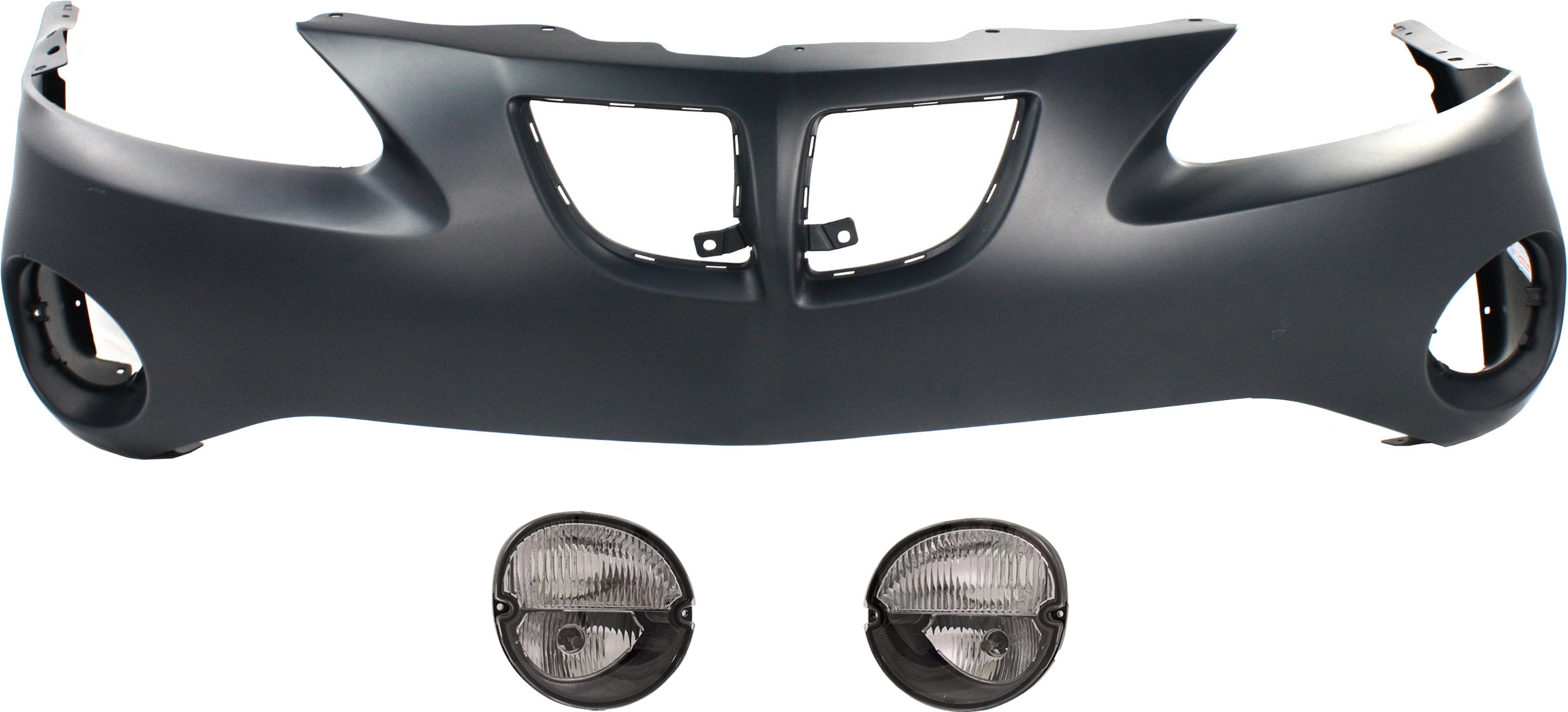 AM GRAND PRIX 04-08 FRONT BUMPER COVER Upper Primed 3 pc kit with Fog Lights SKU KIT BCFL 0496 Partslink GM1000698 GM2520187 GM2521187 OEM 12335942-15852221-15852222