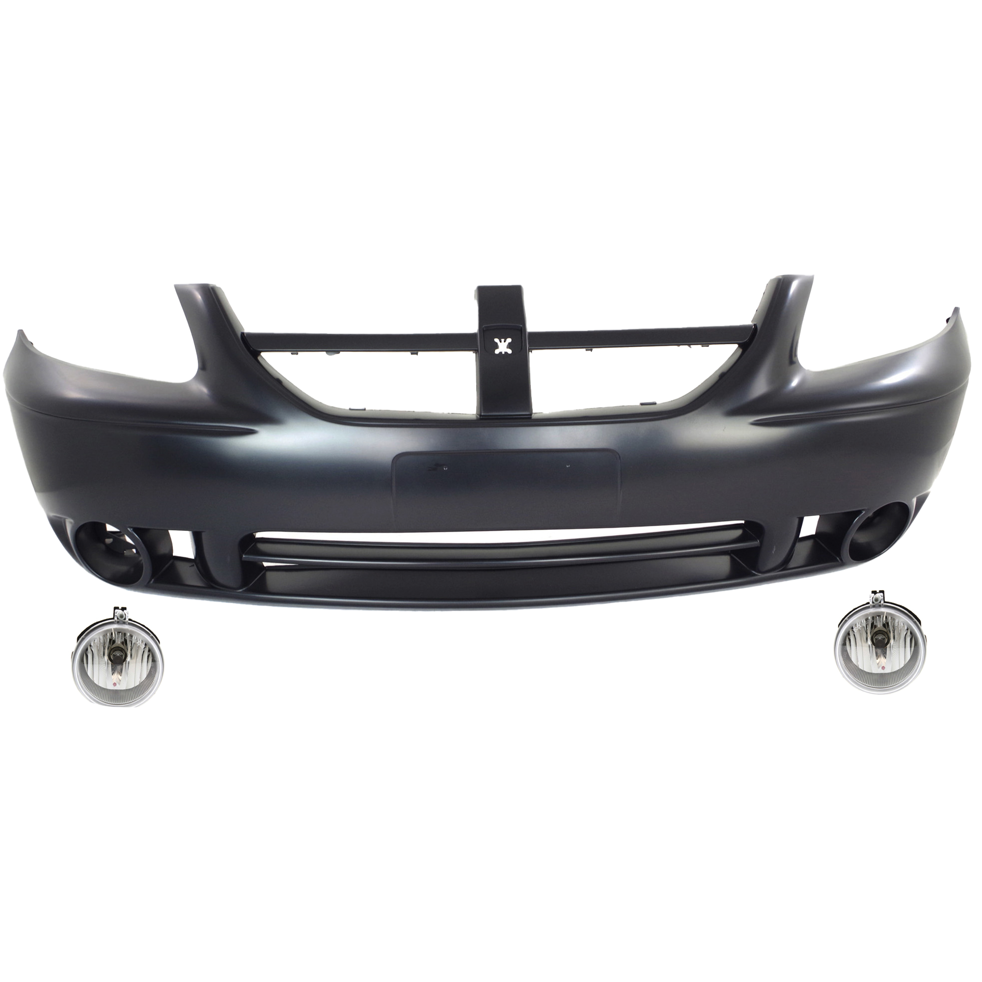 AM CARAVAN GRAND CARAVAN 05-07 FRONT BUMPER COVER 3 pc kit with Fog Lights SKU KIT BCFL 0498 Partslink CH1000430 CH2592137 OEM 5139118AA 4805857AB