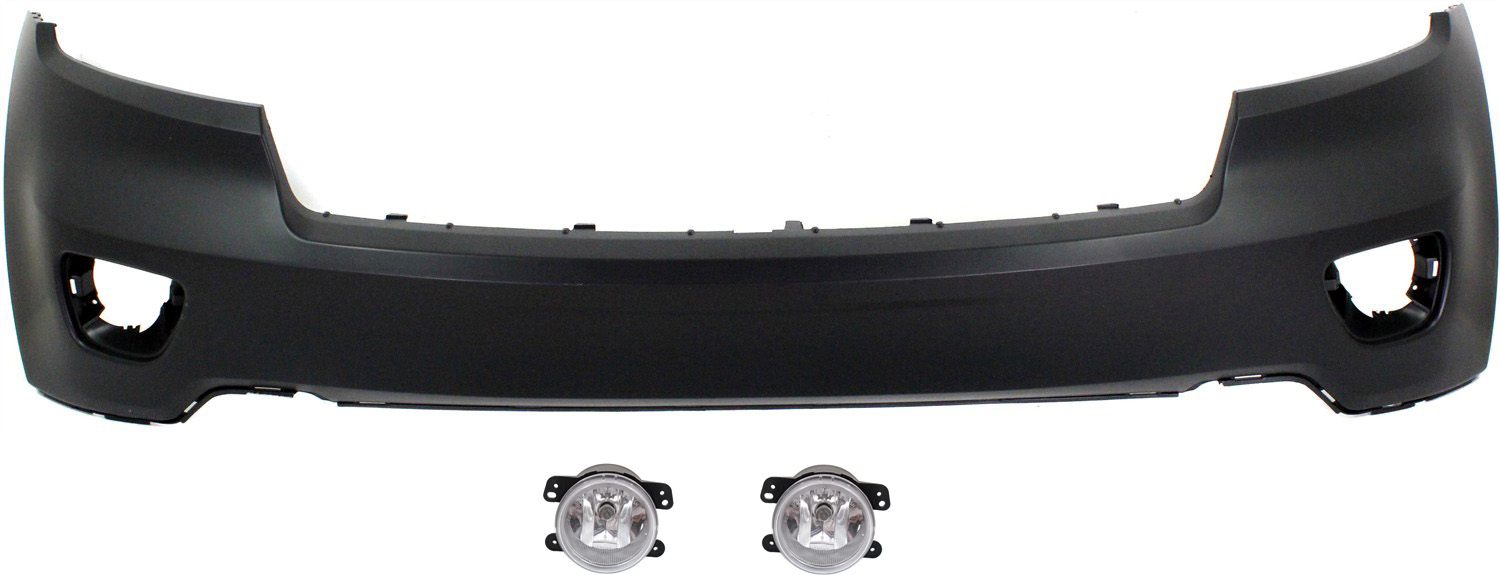 AM GRAND CHEROKEE 11-13 FRONT BUMPER COVER Upper 3 pc kit with Fog Lights SKU KIT BCFL 0507 Partslink CH1000979 OEM 5182026AA PFM 68078268AB