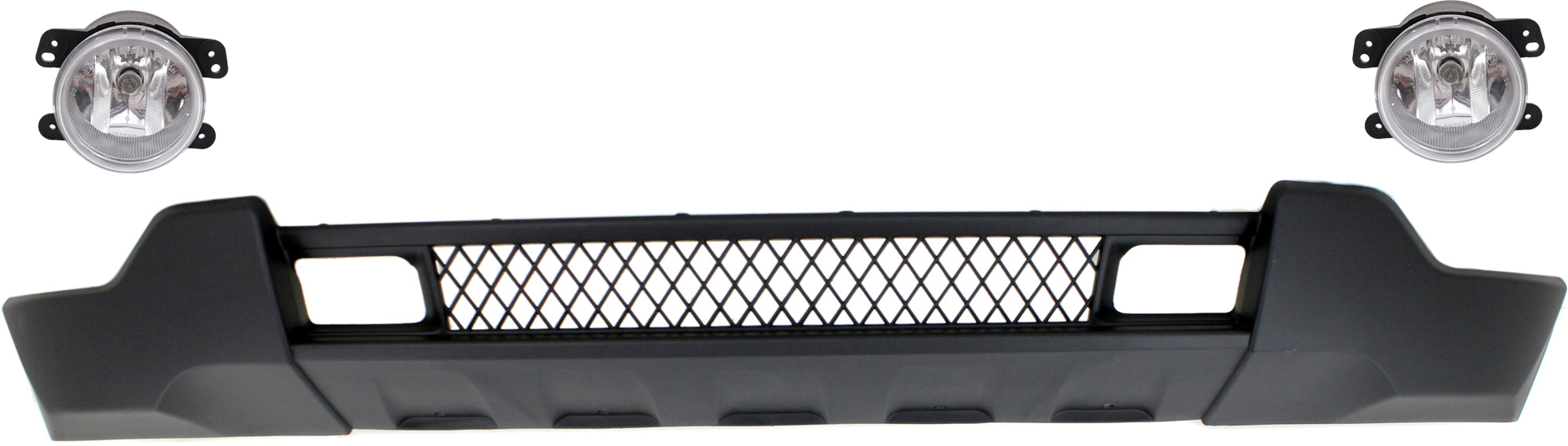 AM GRAND CHEROKEE 11-13 FRONT BUMPER COVER Lower 3 pc kit with Fog Lights SKU KIT BCFL 0510 Partslink CH1095118 OEM 5182026AA PFM 68078270AB