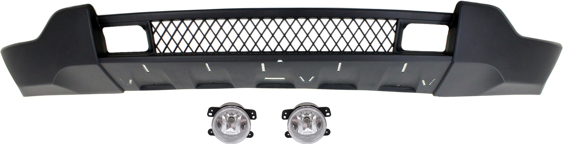 AM GRAND CHEROKEE 11-13 FRONT BUMPER COVER Lower 3 pc kit with Fog Lights CAPA SKU KIT BCFL 0513 Partslink CH1095119C OEM 5182026AA PFM 68078271AB