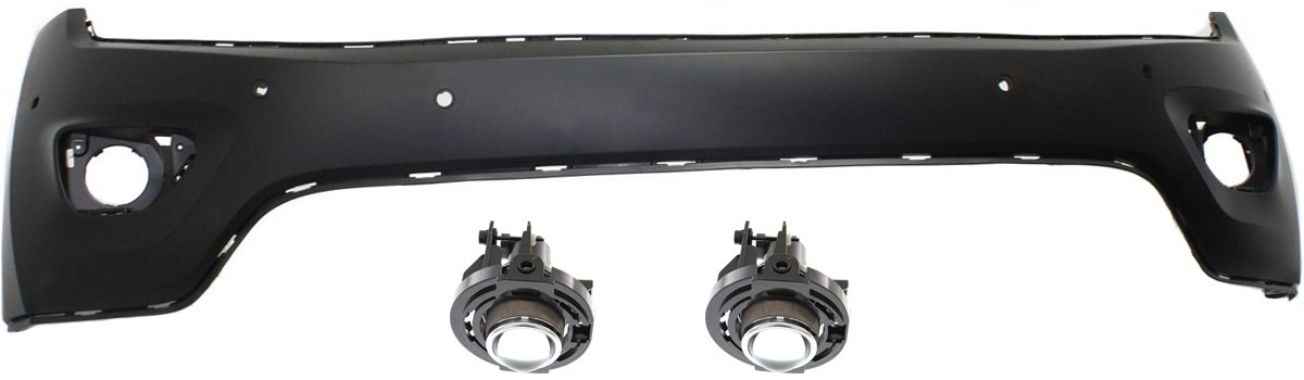 AM GRAND CHEROKEE 14-16 FRONT BUMPER COVER Upper 3 pc kit with Fog Lights SKU KIT BCFL 0516 Partslink CH1014109 OEM 68214172AA 5182021AB PFM