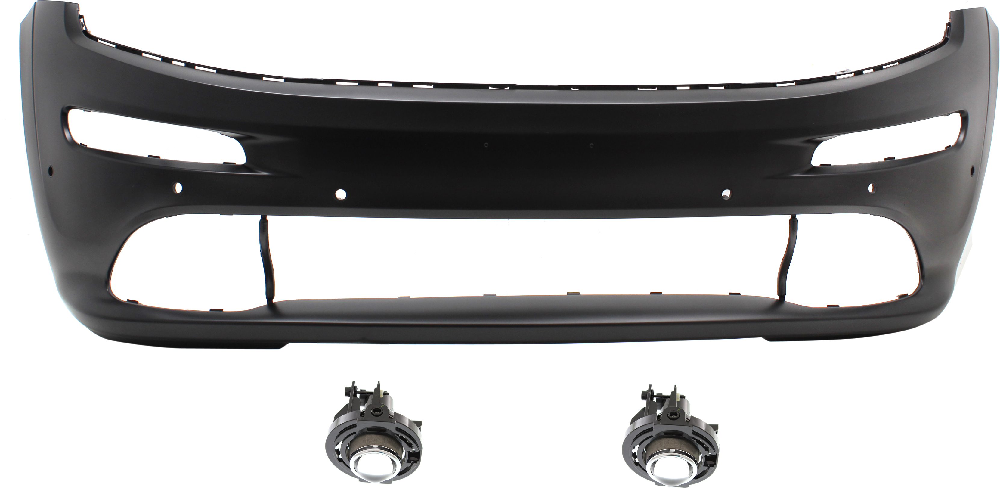 AM GRAND CHEROKEE 14-15 FRONT BUMPER COVER 3 pc kit with Fog Lights CAPA SKU KIT BCFL 0523 Partslink CH1000A11C OEM 5182021AB PFM 68214332AA