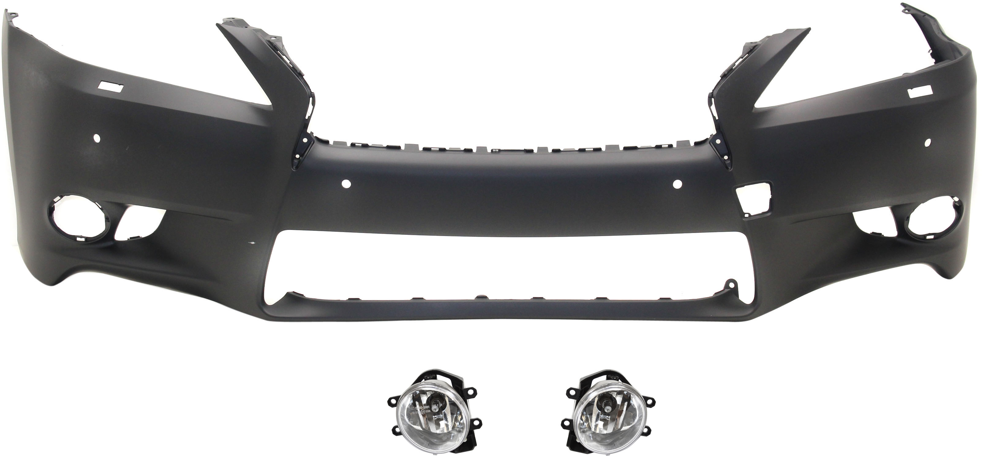 AM GS350 GS450H 14-15 FRONT BUMPER COVER Primed 3 pc Kit with Fog Lights SKU KIT BCFL 0542 Partslink LX1000282 TO2592126 TO2593126 OEM 521193A967-8122012230-81210122
