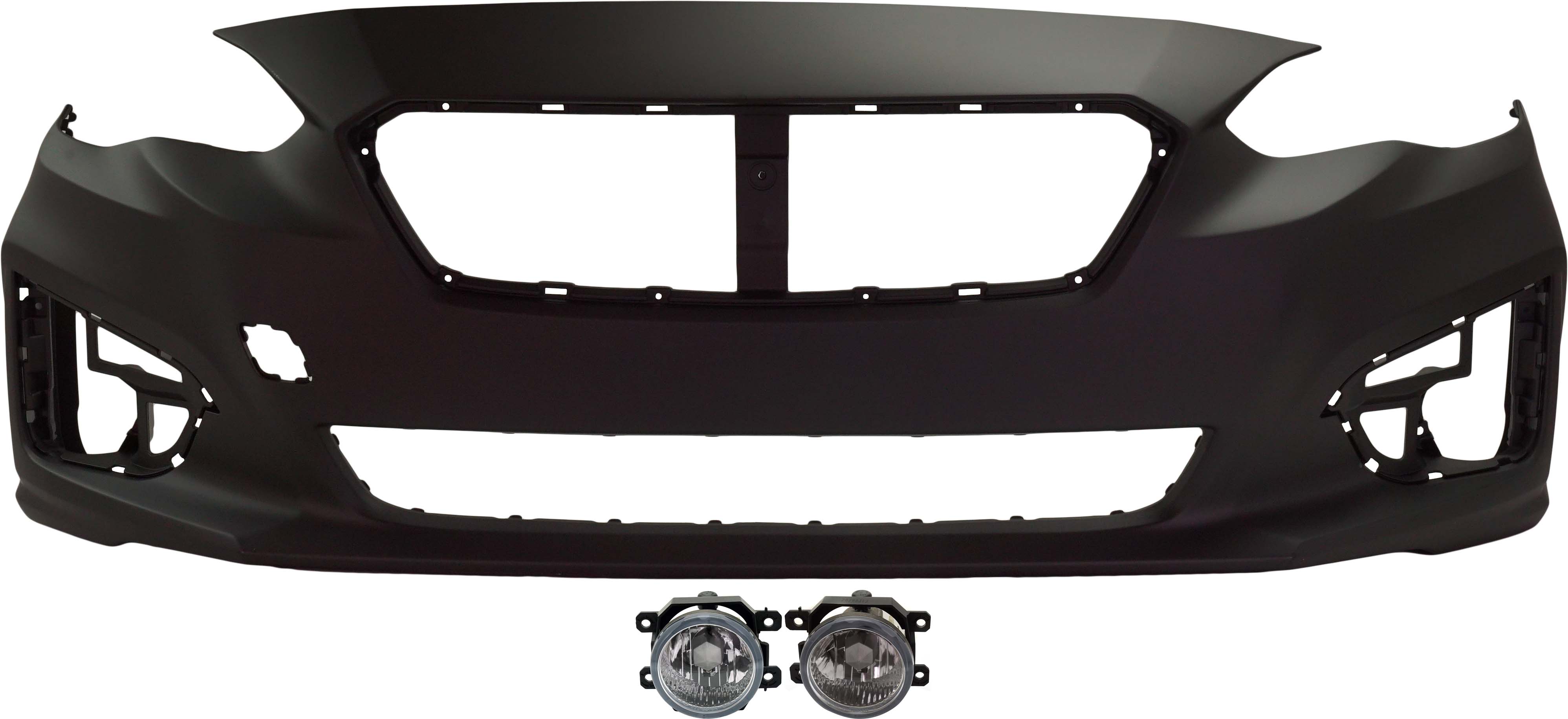 AM IMPREZA 17-19 FRONT BUMPER COVER 3 pc kit with Fog Lights SKU KIT BCFL 0575 Partslink SU1000185 SU2592126C SU2593126C OEM 57704FL10A 84501FJ021-84501FJ0