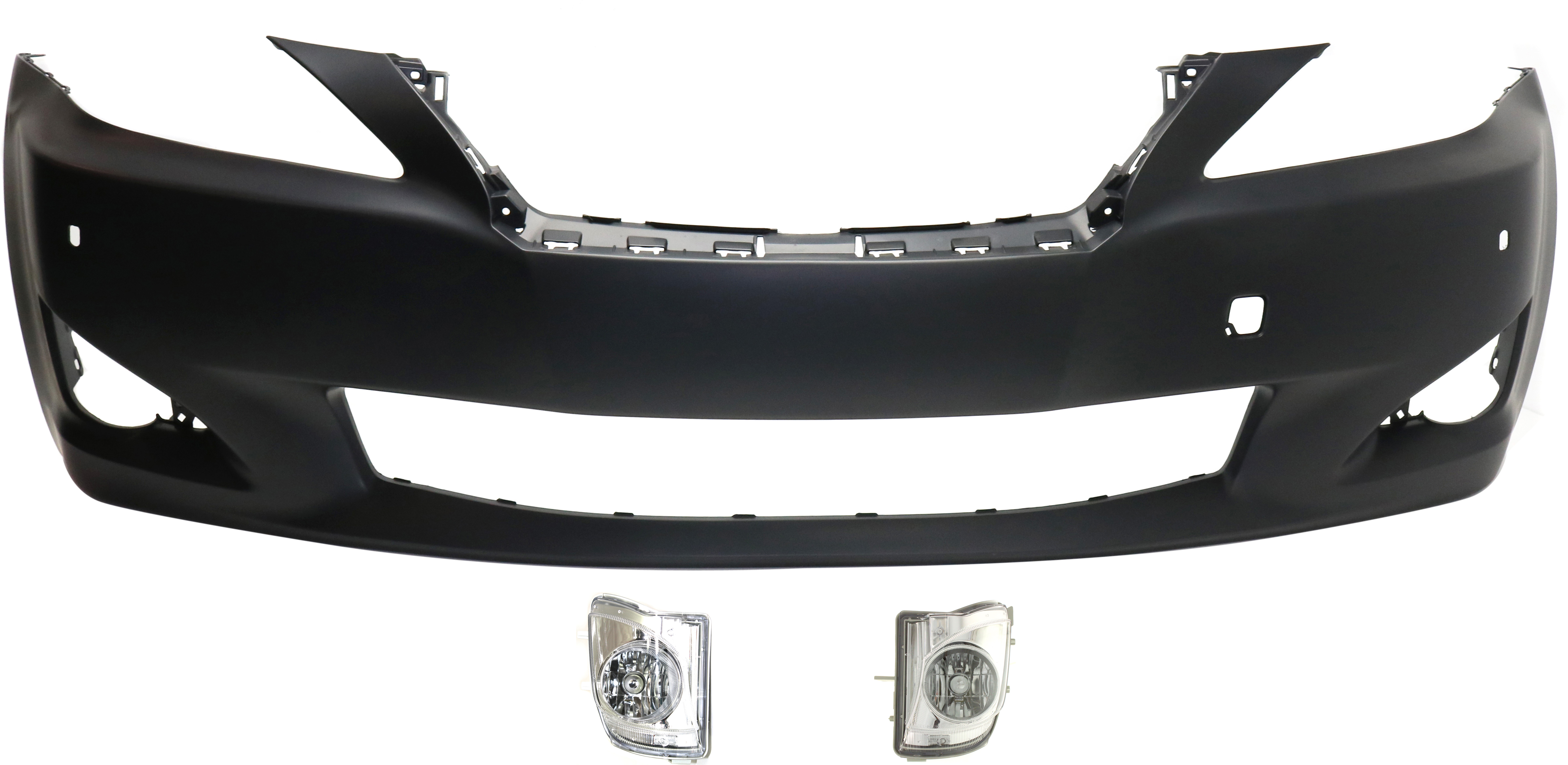AM IS250 IS350-09-10 FRONT BUMPER COVER 3 pc kit with Fog Lights CAPA SKU KIT BCFL 0584 Partslink LX1000206C OEM 5211953946-8121153290 PFM 8122