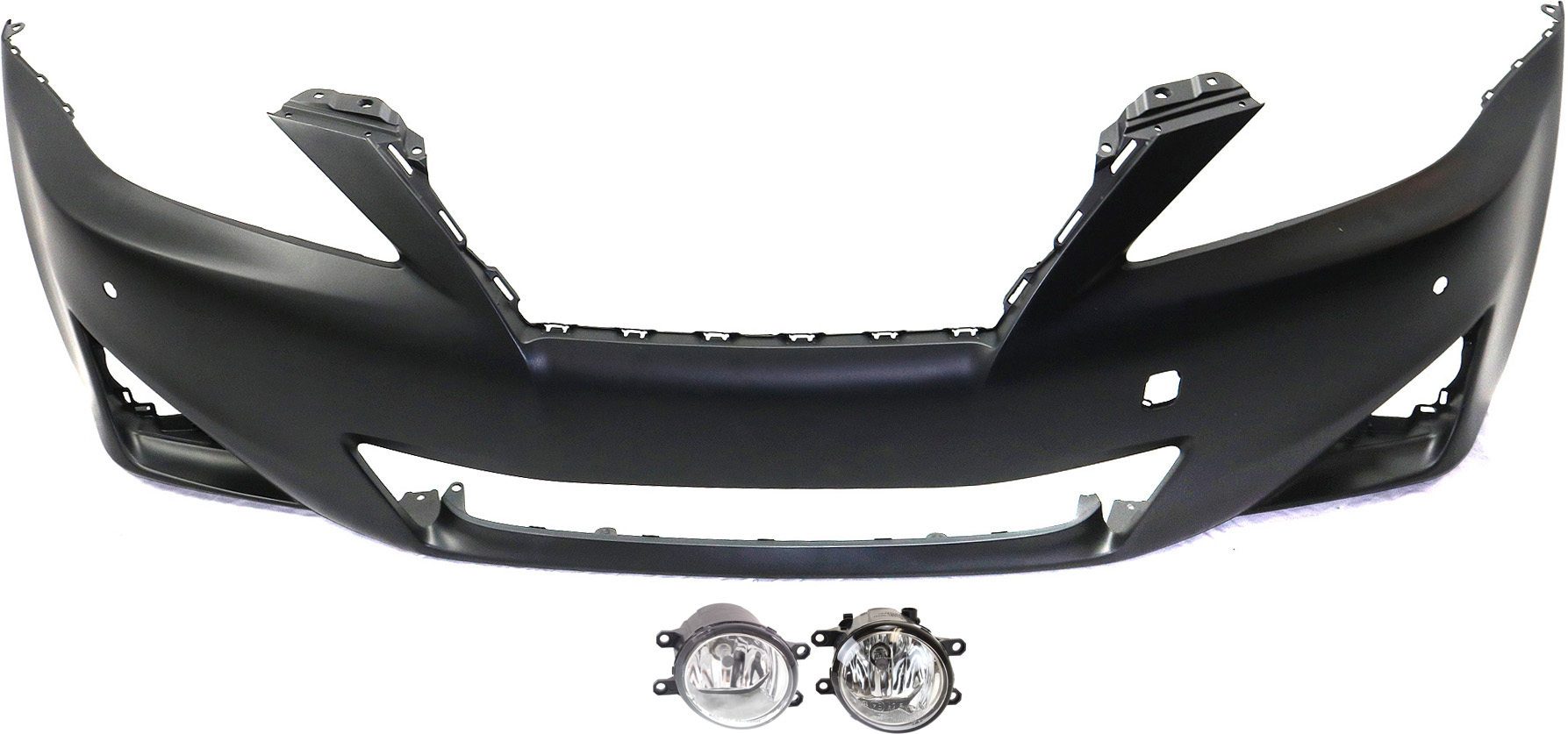 AM IS250 IS350-11-13 FRONT BUMPER COVER Primed 3 pc kit with Fog Lights CAPA SKU KIT BCFL 0590 Partslink LX1000217C TO2592124 TO2592133 TO2593124 TO2593133 OEM 5211953980-812100W050-81210080