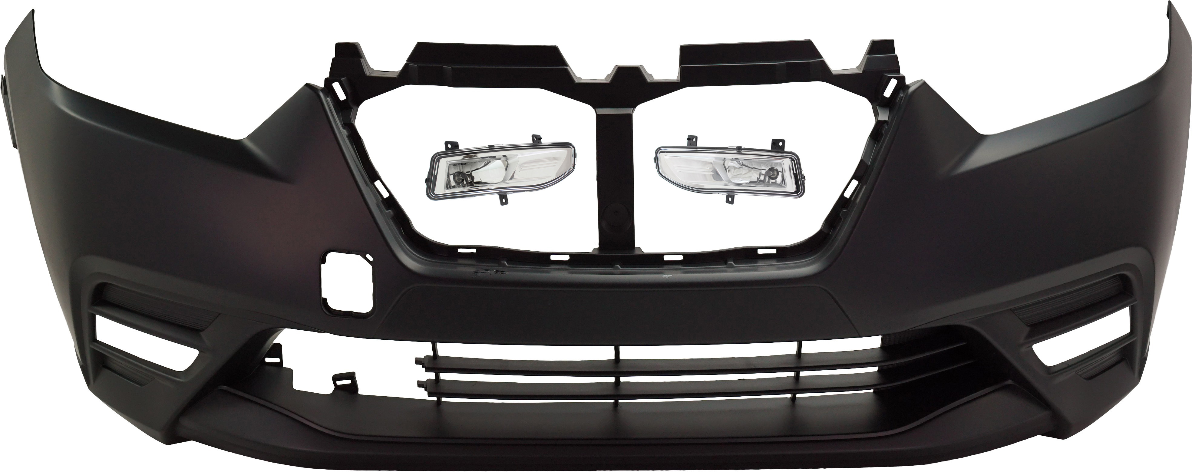AM KICKS 18-19 FRONT BUMPER COVER 3 pc kit with Fog Lights SKU KIT BCFL 0620 Partslink NI1000322 FO2521189 FO2520189 OEM 620225RB0J CJ5Z13200CCP CJ5Z13