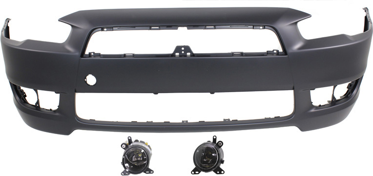AM LANCER 08-14 FRONT BUMPER COVER 3 pc kit with Fog Lights CAPA SKU KIT BCFL 0624 Partslink MI1000324C MI2592118 MI2593118 OEM 6400D172-8321A663-8321A664