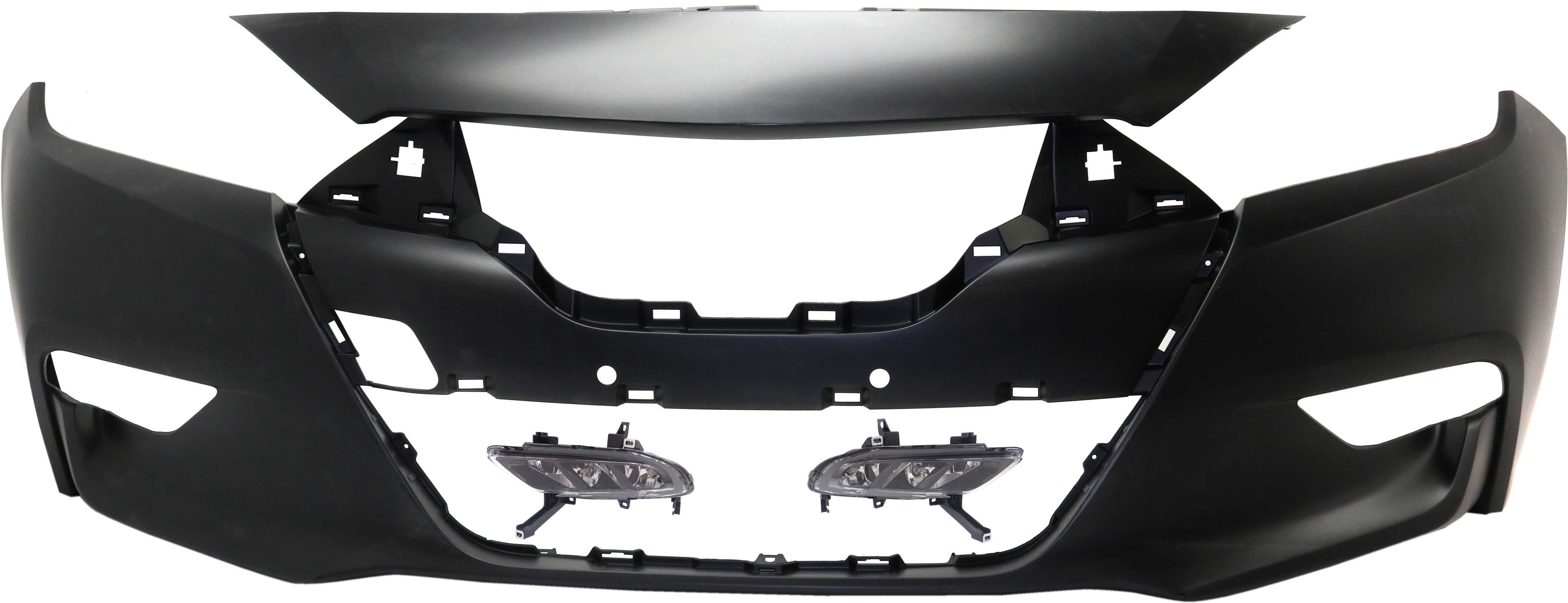 AM MAXIMA 16-18 FRONT BUMPER COVER 3 pc kit with Fog Lights SKU KIT BCFL 0641 Partslink NI1000309 NI2592134 NI2593134 OEM 620224RA0H 261554RA0B 261504RA