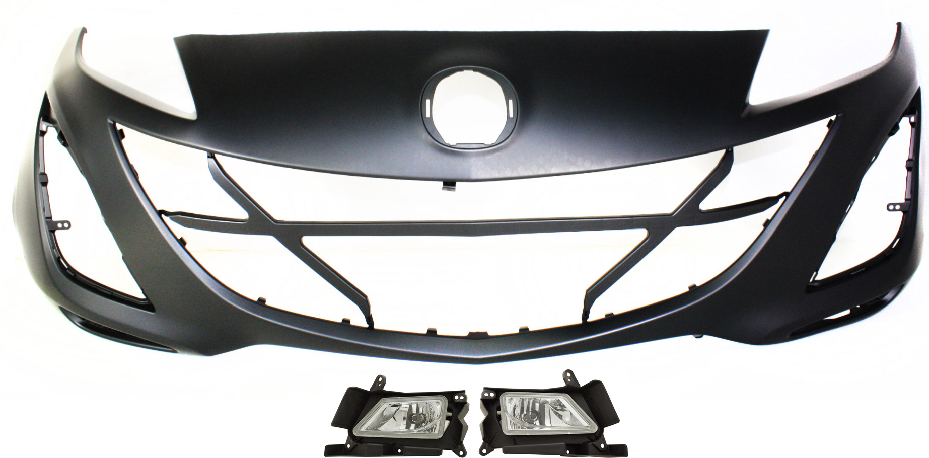 AM MAZDA 3-10-11 FRONT BUMPER COVER 3 pc kit with Fog Lights CAPA SKU KIT BCFL 0647 Partslink MA1000224C MA2592119 MA2593119 OEM BBM551680C BBM551690B BBN25003