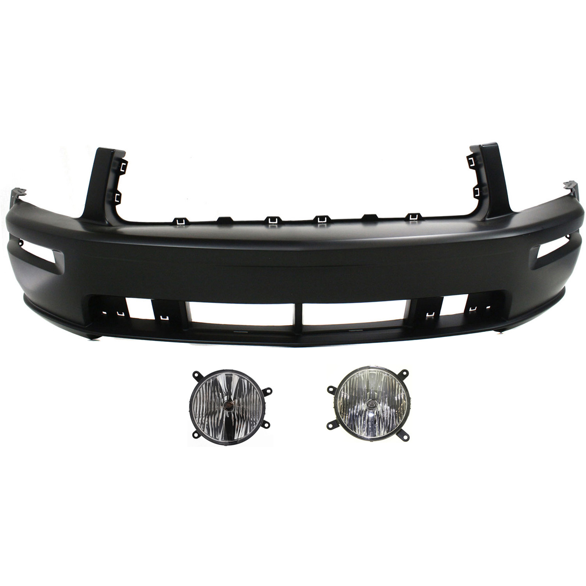 AM MUSTANG 05-09 FRONT BUMPER COVER 3 pc kit with Fog Lights CAPA SKU KIT BCFL 0668 Partslink FO1000575C FO2592207 FO2593207 OEM 5R3Z17D957BAA 9R3Z15200A 9R3Z1