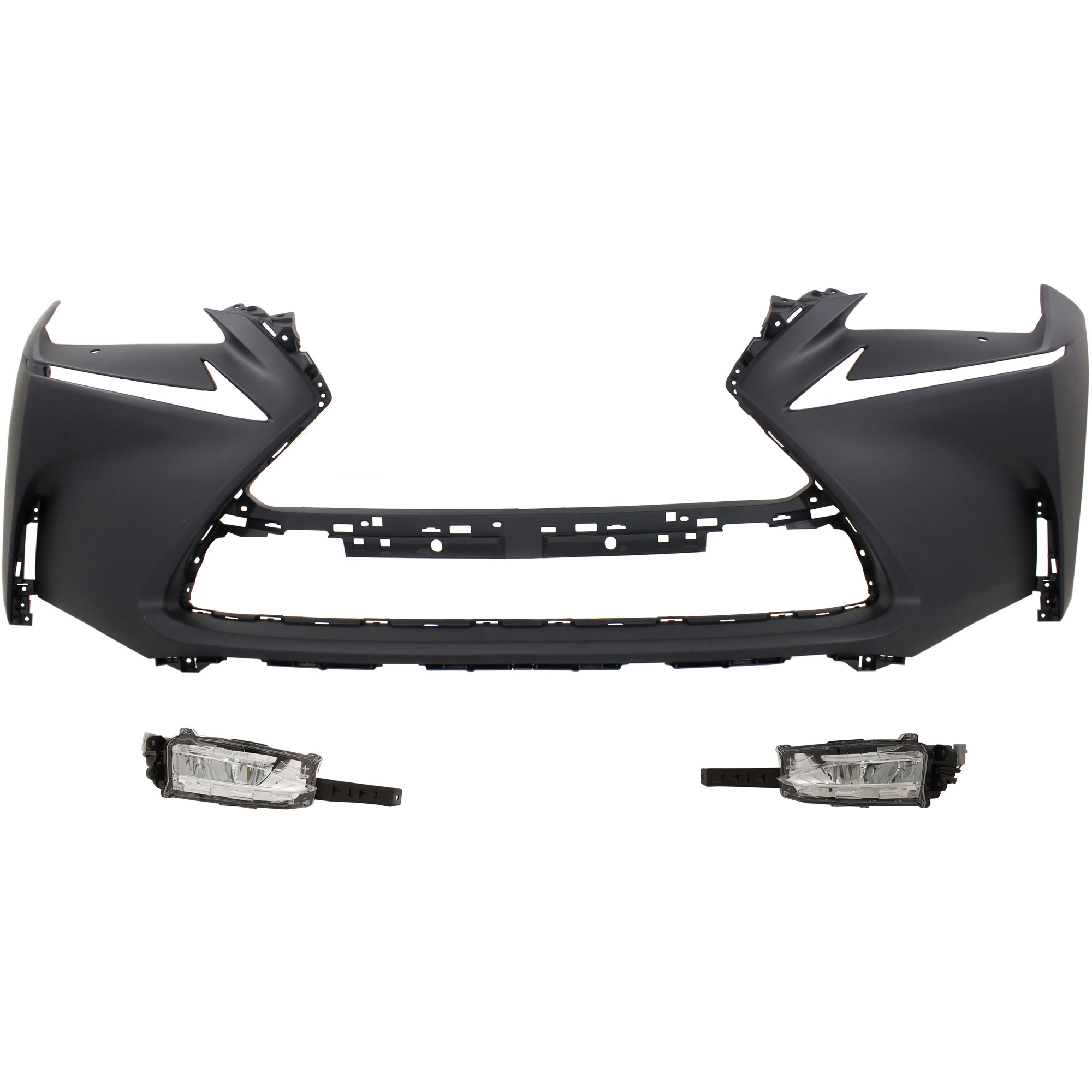 AM NX200T 15-17 FRONT BUMPER COVER 3 pc kit with Fog Lights SKU KIT BCFL 0679 Partslink LX1000300 LX2592122 LX2593122 OEM 5211978918-8122078010-81210780