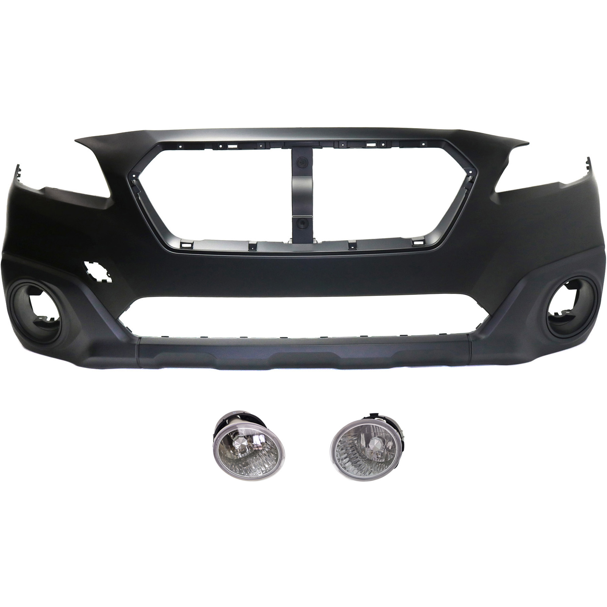 AM OUTBACK 15-17 FRONT BUMPER COVER 3 pc kit with Fog Lights SKU KIT BCFL 0722 Partslink SU1000176 SU2592123 SU2593123 OEM 57704AL01A 84501AJ10A 84501AJ0