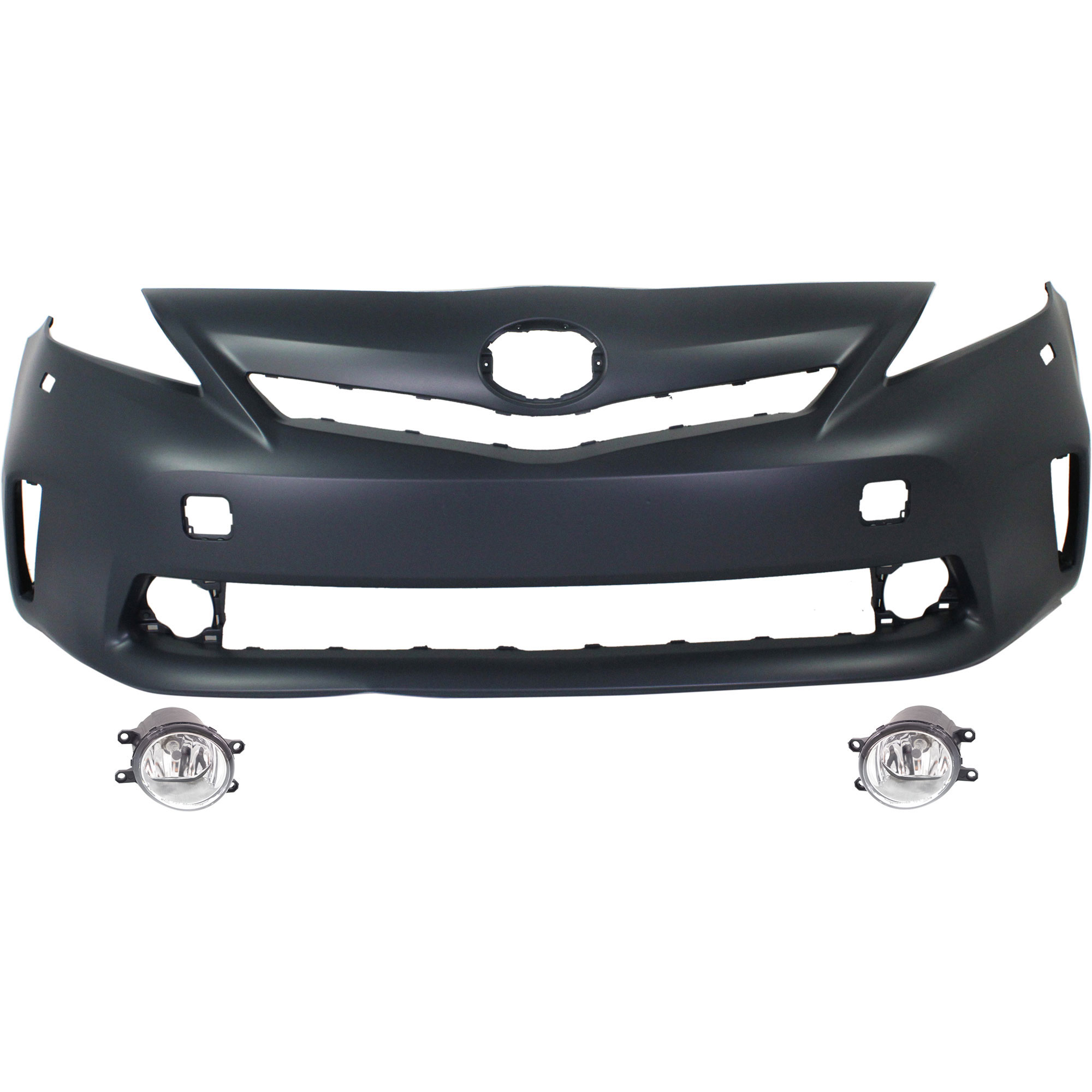 AM PRIUS V 12-14 FRONT BUMPER COVER Primed 3 pc kit with Fog Lights SKU KIT BCFL 0757 Partslink TO1000389 TO2592124 TO2592133 TO2593124 TO2593133 OEM 5211947926-812200W040-81220080
