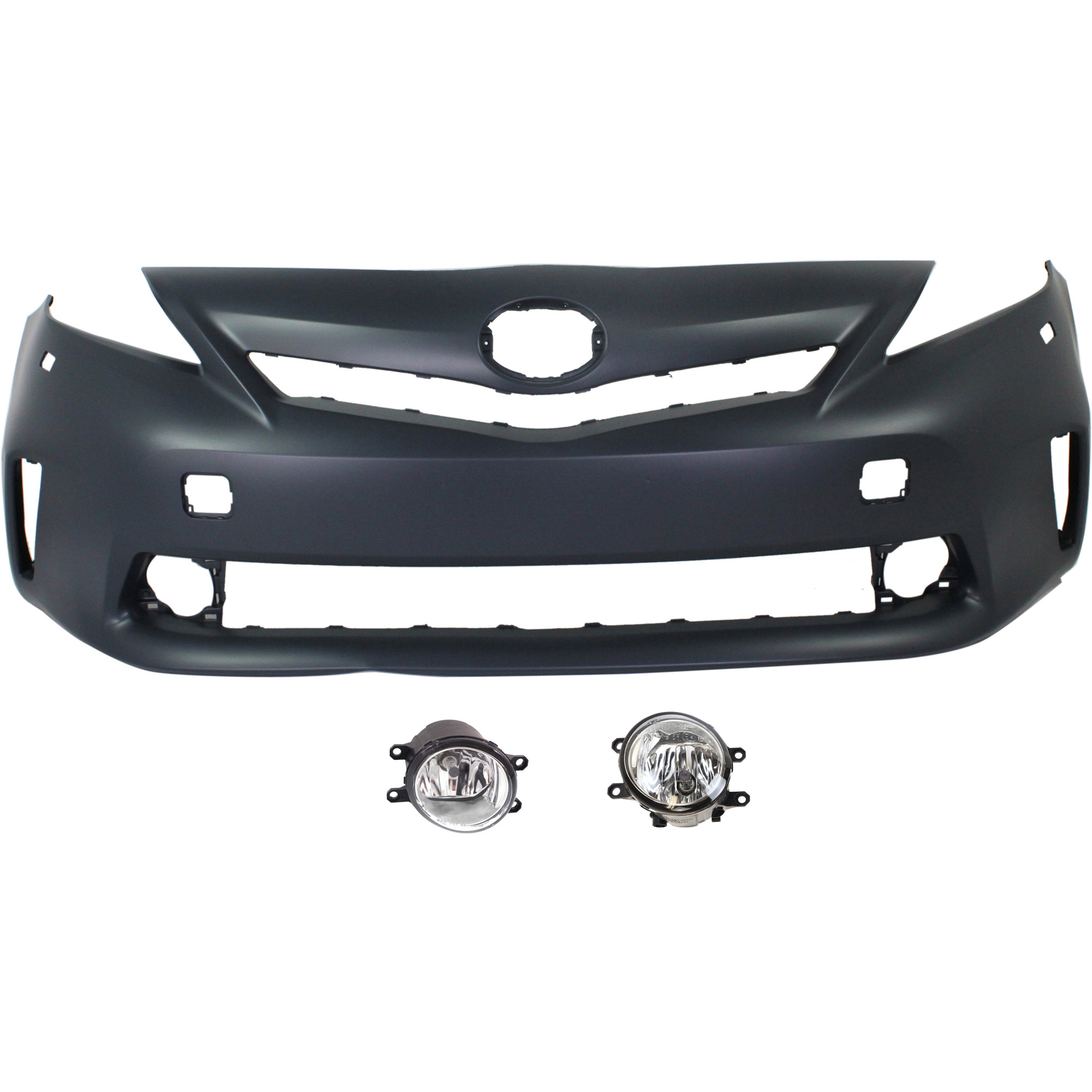 AM PRIUS V 12-14 FRONT BUMPER COVER Primed 3 pc kit with Fog Lights CAPA SKU KIT BCFL 0758 Partslink TO1000389C TO2592124 TO2592133 TO2593124 TO2593133 OEM 5211947926-812100W050-81210080
