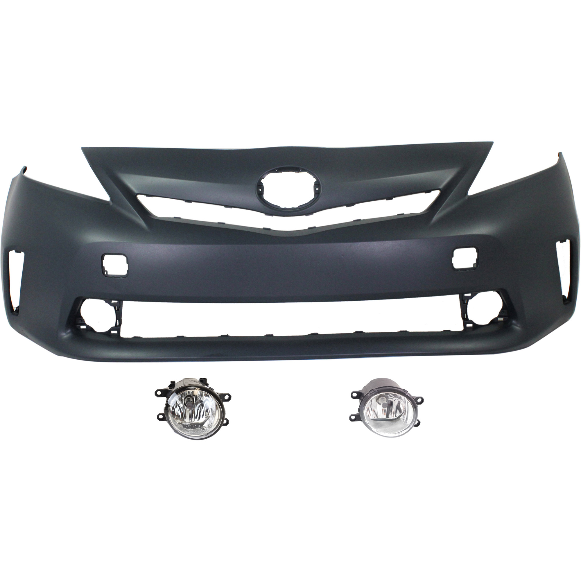 AM PRIUS V 12-14 FRONT BUMPER COVER Primed 3 pc kit with Fog Lights SKU KIT BCFL 0759 Partslink TO1000388 TO2592124 TO2592133 TO2593124 TO2593133 OEM 5211947923-812200W040-81220080