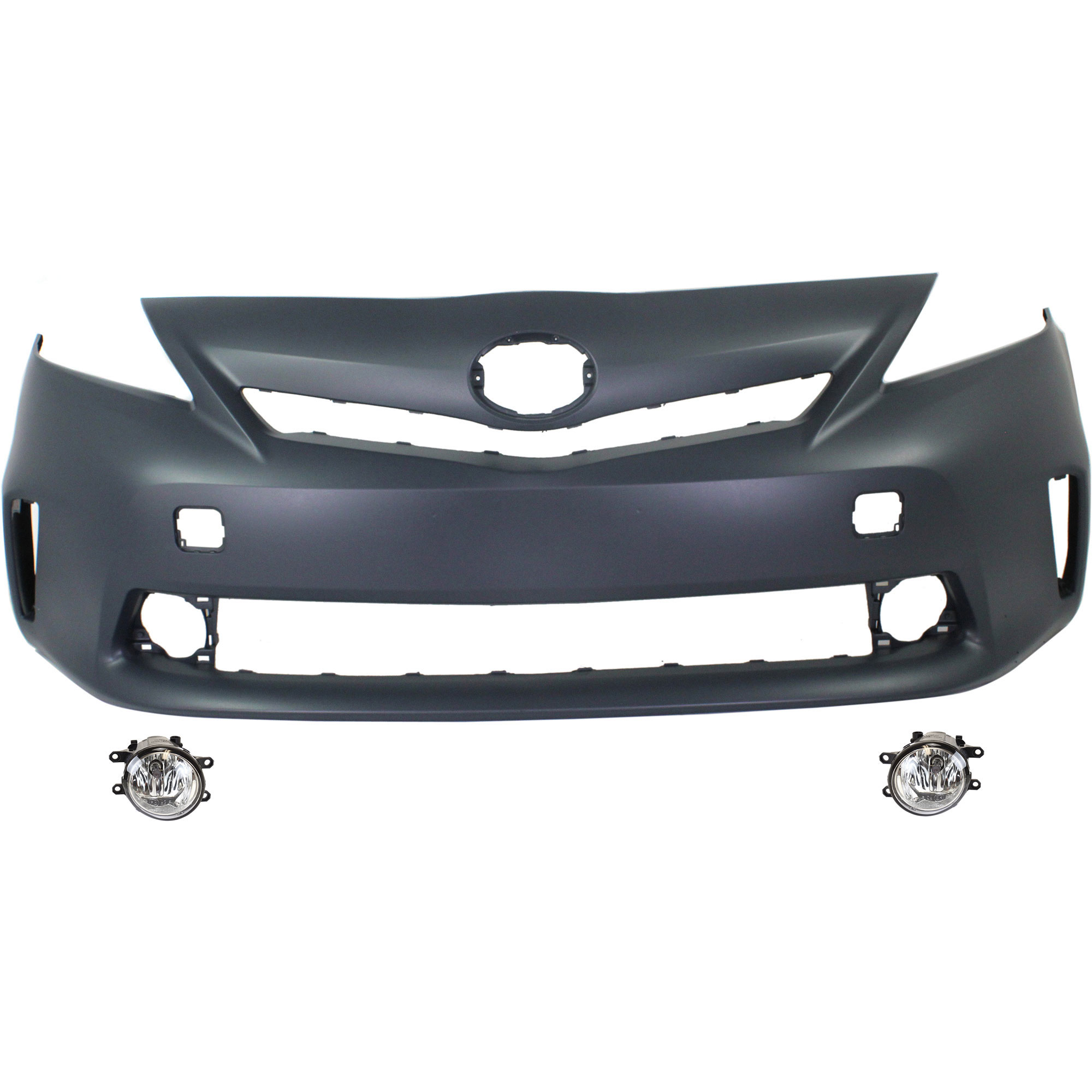 AM PRIUS V 12-14 FRONT BUMPER COVER Primed 3 pc kit with Fog Lights SKU KIT BCFL 0761 Partslink TO1000387 TO2592124 TO2592133 TO2593124 TO2593133 OEM 5211947925-812200W040-81220080