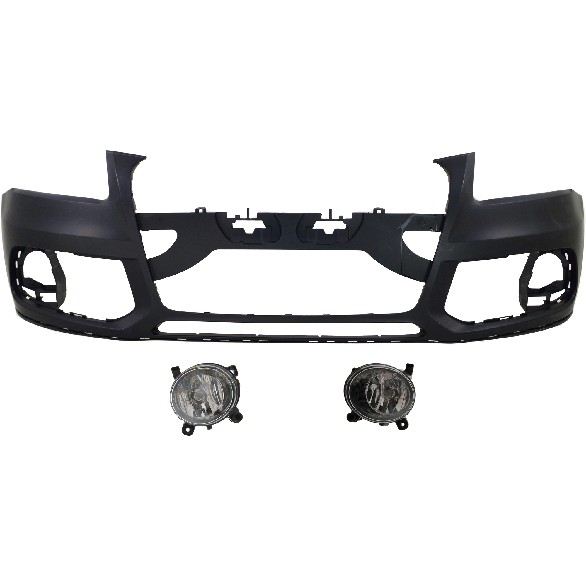 AM Q5-13-17 FRONT BUMPER COVER 3 pc kit with Fog Lights SKU KIT BCFL 0766 Partslink AU1000197 AU2592115 AU2593115 OEM 8R0807065GRU 8T0941699J 8T0941