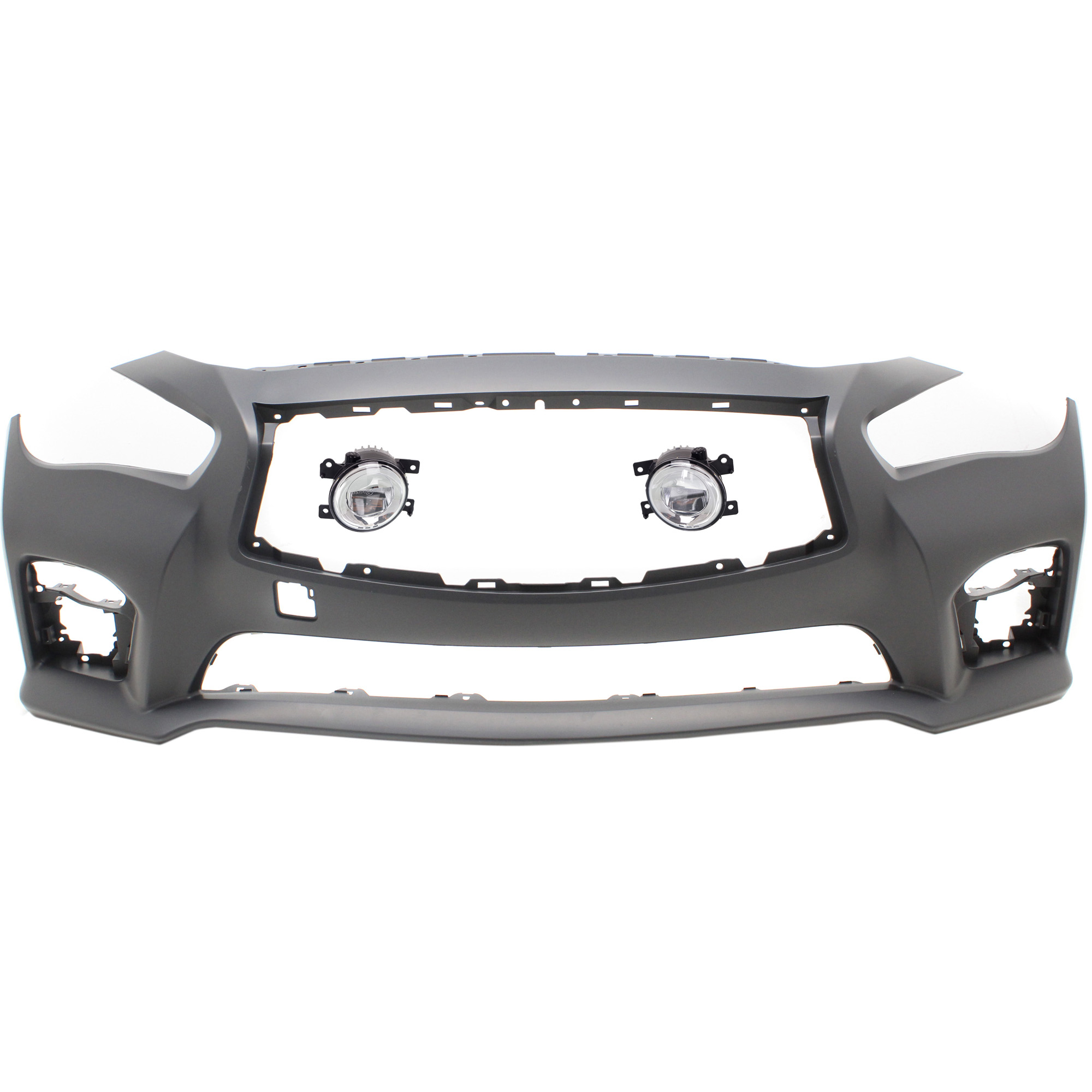 AM Q50-14-17 FRONT BUMPER COVER 3 pc kit with Fog Lights CAPA SKU KIT BCFL 0775 Partslink IN1000258C IN2592108 IN2593108 OEM 261504GA0B 261554GA0B 620224HD
