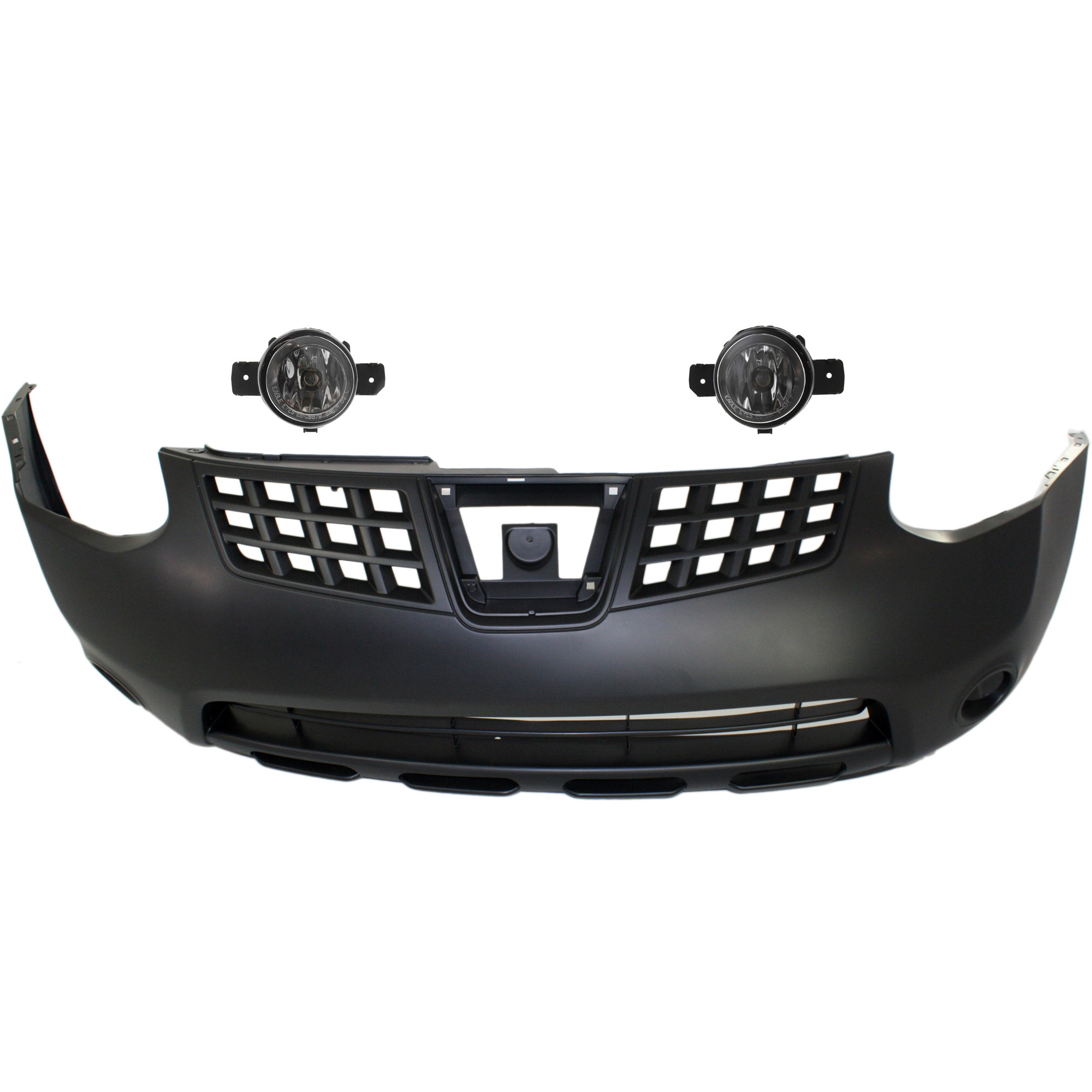 AM ROGUE 08-10 FRONT BUMPER COVER 3 pc kit with Fog Lights SKU KIT BCFL 0817 Partslink NI1000251 NI2592122 NI2592117 NI2593122 NI2593117 OEM FBM22JM04J 261559B91D 261509B9