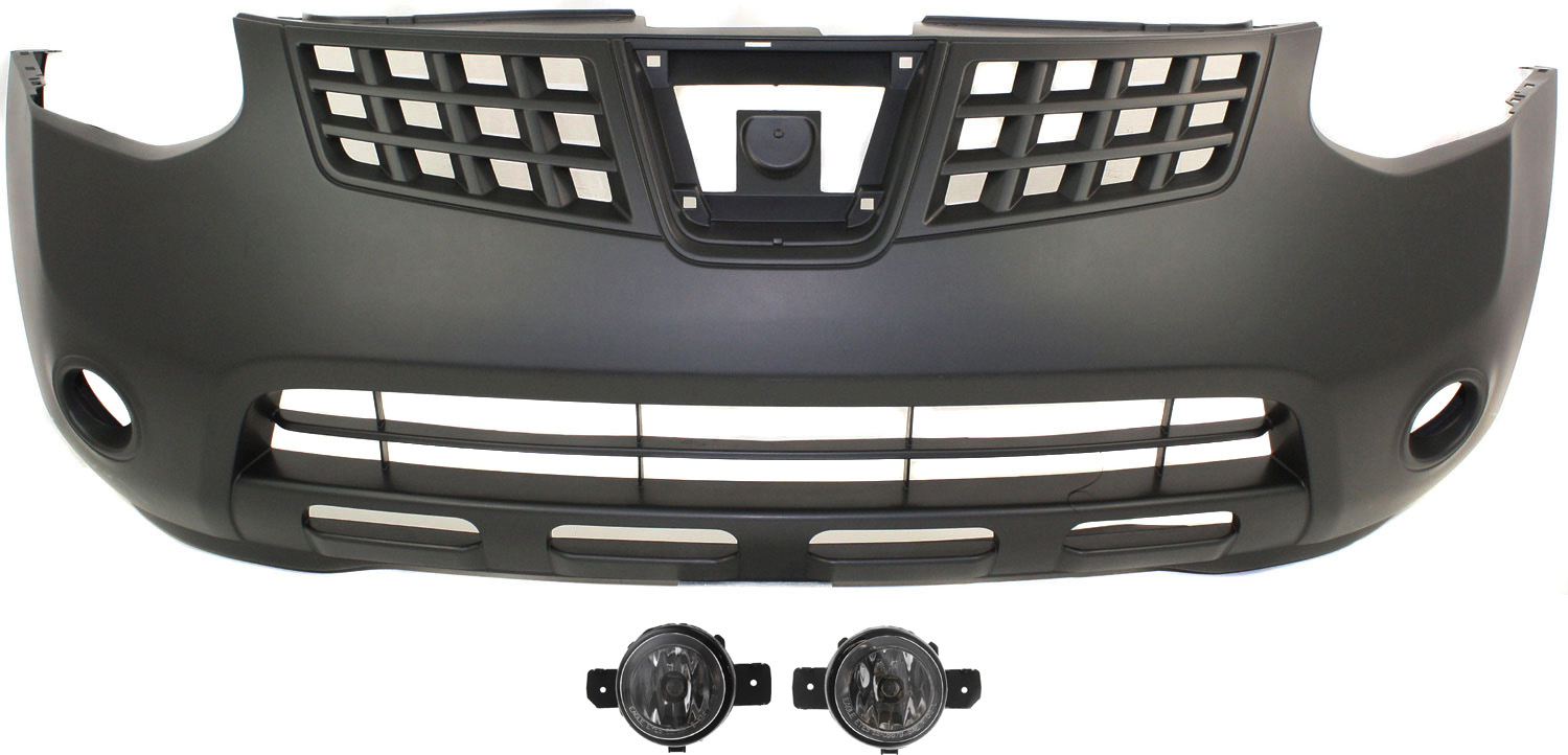 AM ROGUE 08-10 FRONT BUMPER COVER 3 pc kit with Fog Lights CAPA SKU KIT BCFL 0818 Partslink NI1000251C NI2592122 NI2592117 NI2593122 NI2593117 OEM 261509B91D 261559B91D FBM22JM0