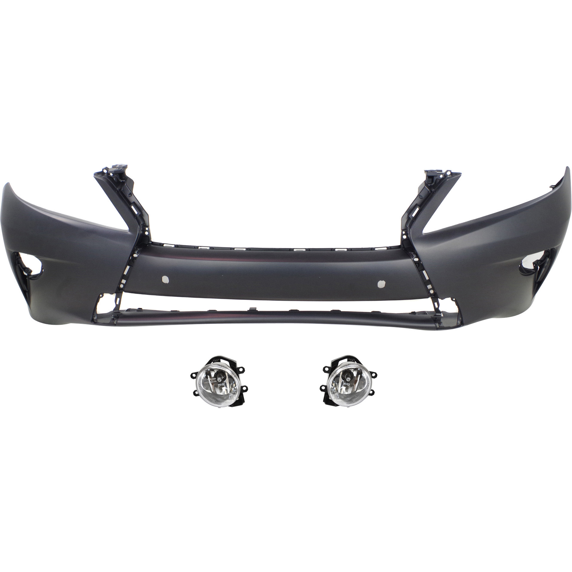 AM RX350 RX450H 14-15 FRONT BUMPER COVER Primed 3 pc kit with Fog Lights SKU KIT BCFL 0825 Partslink LX1000248 TO2592126 TO2593126 OEM 521190E916-8122012230-81210122