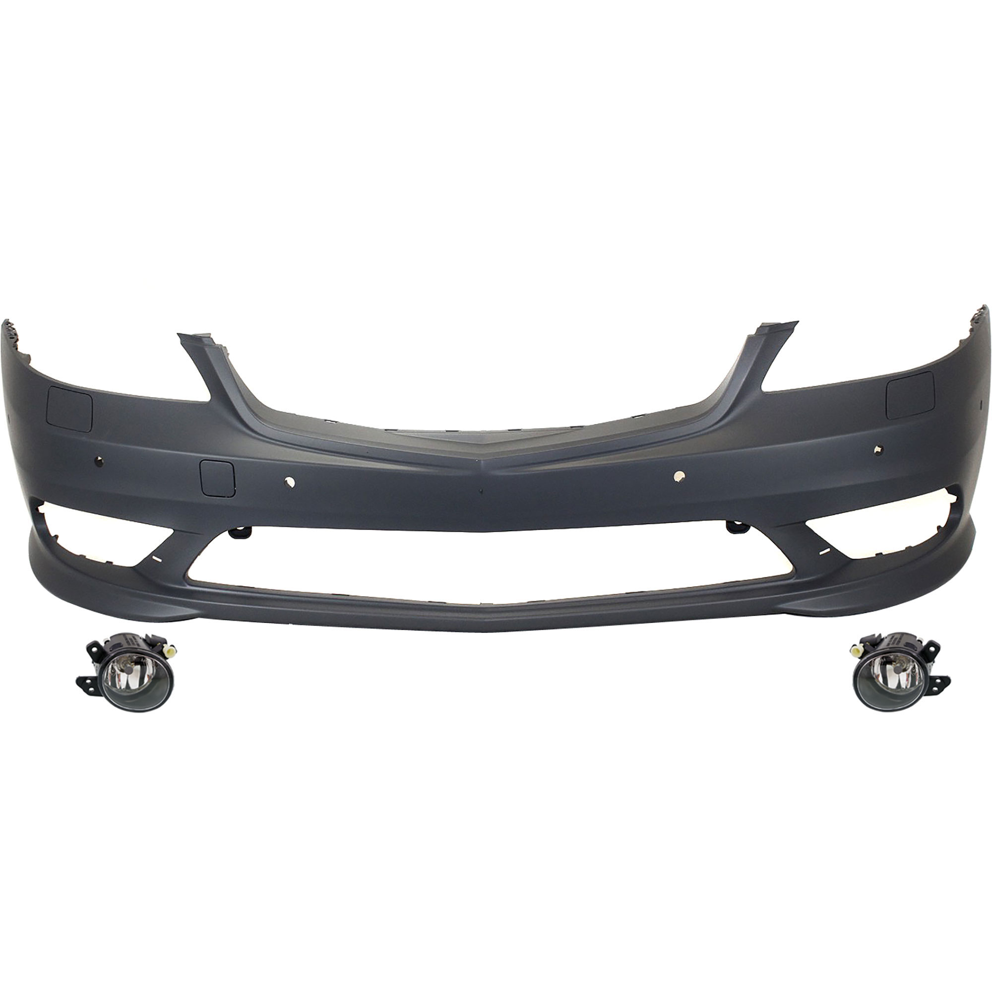 AM S550-12-13 FRONT BUMPER COVER 3 pc kit with Fog Lights SKU KIT BCFL 0844 Partslink MB1000336 MB2592114 MB2593114 OEM 22188043409999-2518200756-2518