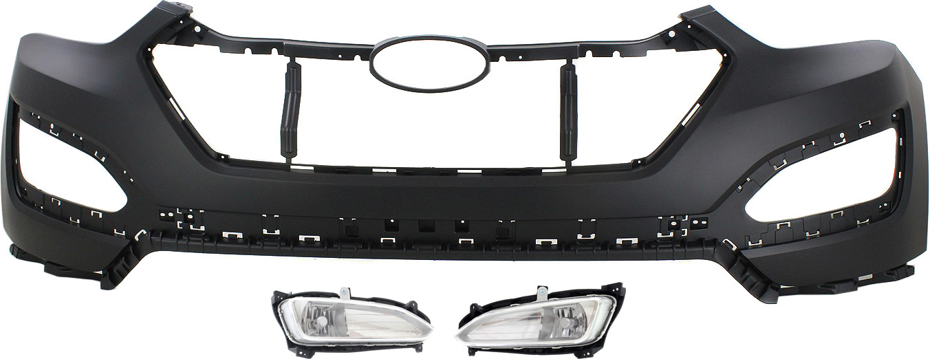 AM SANTA FE SPORT 13-16 FRONT BUMPER COVER Upper 3 pc kit with Fog Lights CAPA SKU KIT BCFL 0847 Partslink HY1014100C HY2592141 HY2593141 OEM 865114Z000-922014Z000-922024Z0