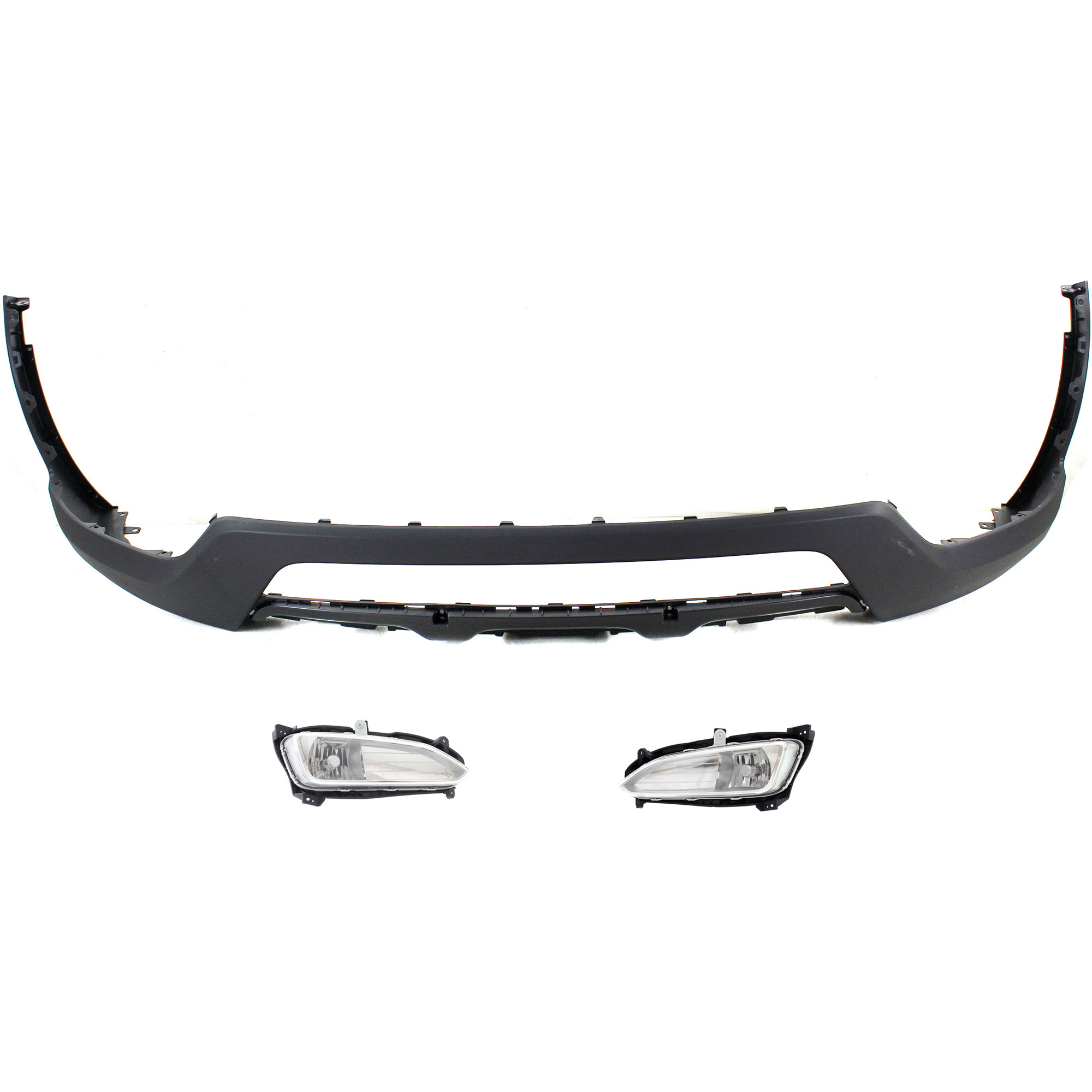 AM SANTA FE SPORT 13-16 FRONT BUMPER COVER Lower 3 pc kit with Fog Lights CAPA SKU KIT BCFL 0849 Partslink HY1015102C HY2592141 HY2593141 OEM 865124Z000-922014Z000-922024Z0