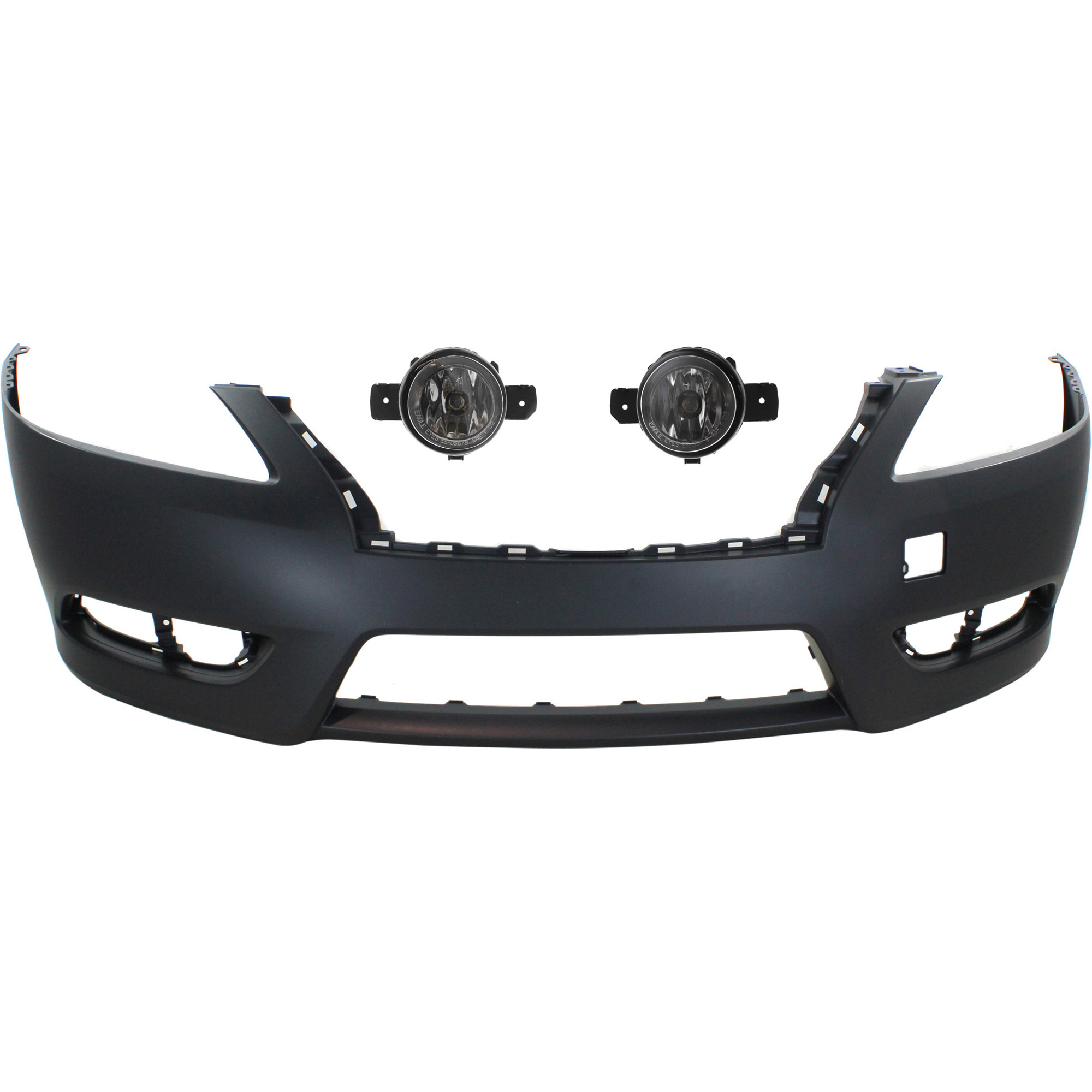 AM SENTRA 13-15 FRONT BUMPER COVER 3 pc kit with Fog Lights SKU KIT BCFL 0854 Partslink NI1000289 NI2592122 NI2592117 NI2593122 NI2593117 OEM 620223SH0J 261559B91D 261509B9