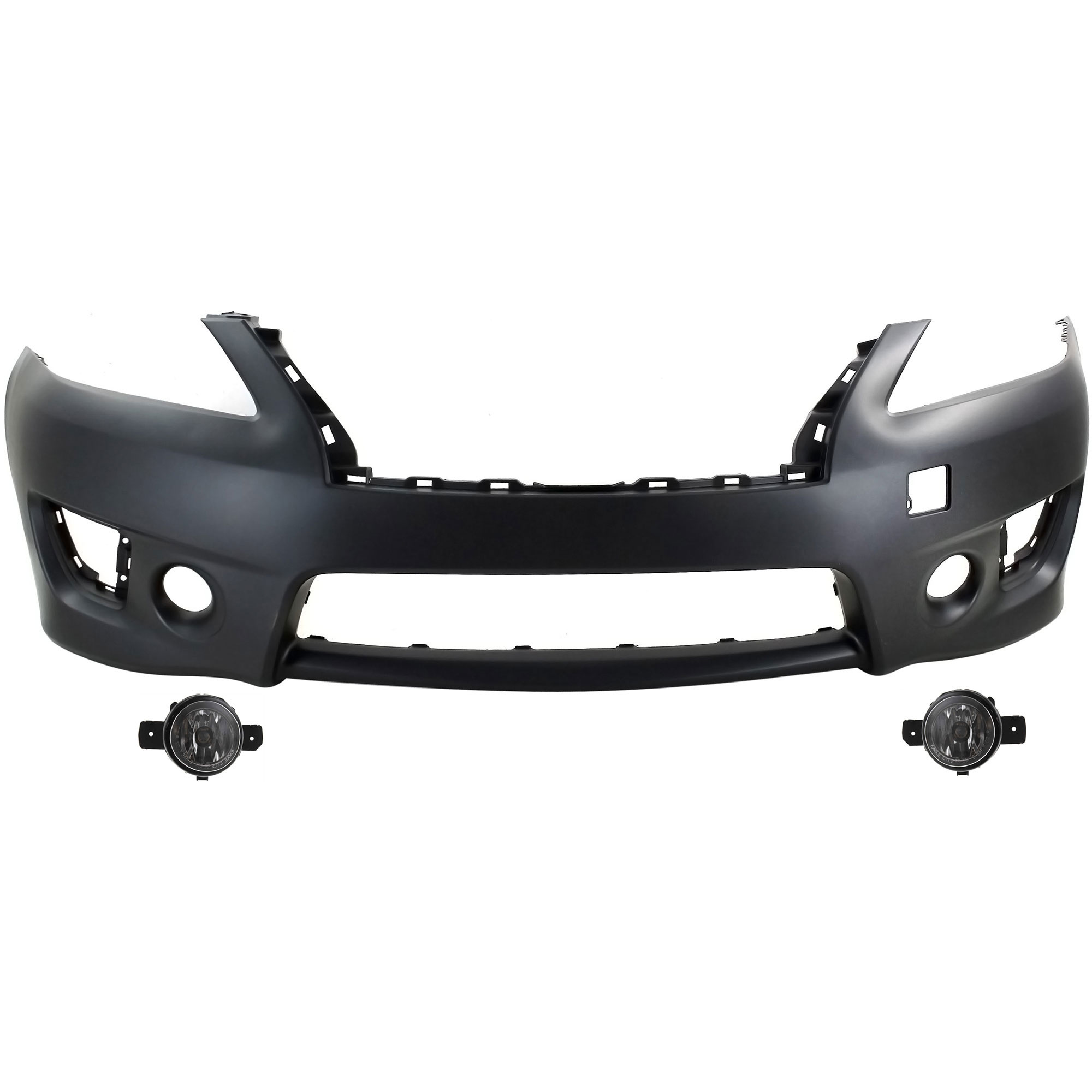 AM SENTRA 13-15 FRONT BUMPER COVER 3 pc kit with Fog Lights SKU KIT BCFL 0856 Partslink NI1000290 NI2592122 NI2592117 NI2593122 NI2593117 OEM 620223RM0J 261559B91D 261509B9