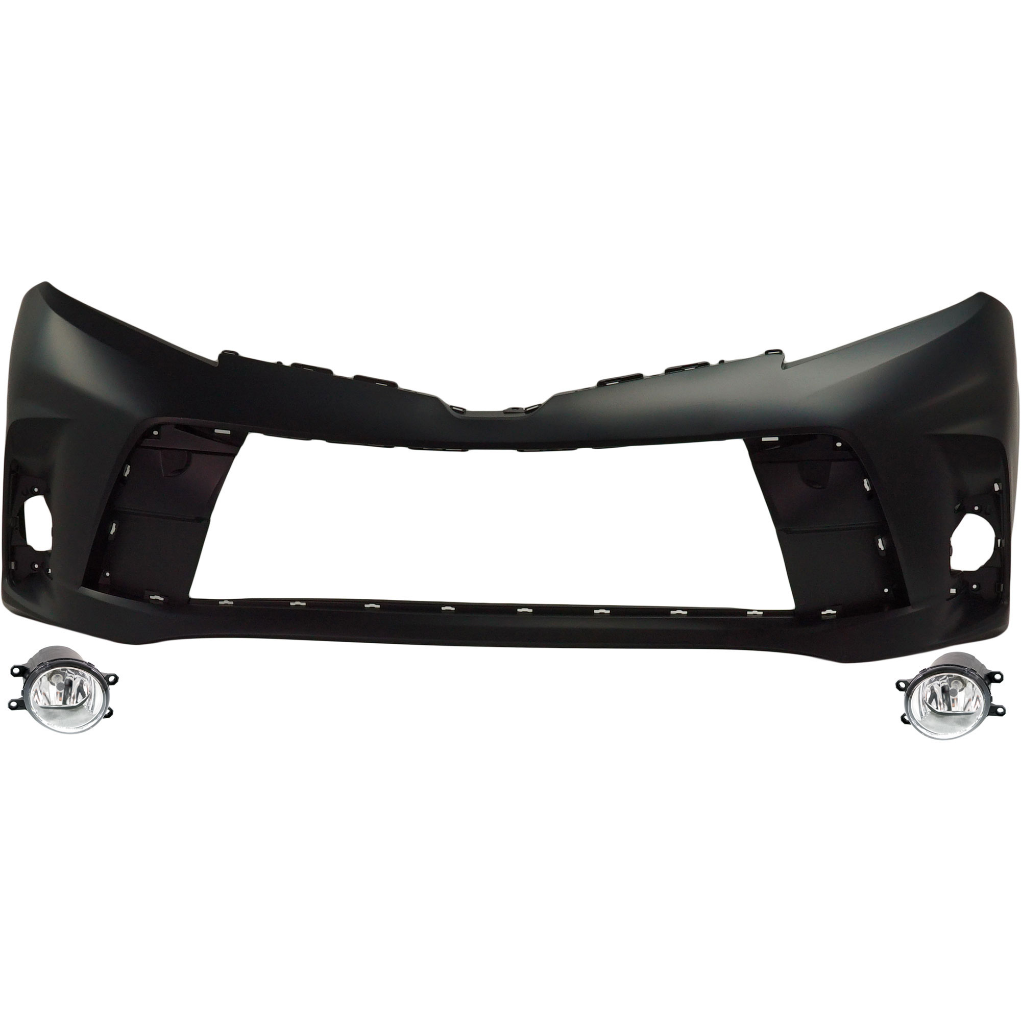 AM SIENNA 18-20 FRONT BUMPER COVER Primed 3 pc kit with Fog Lights SKU KIT BCFL 0861 Partslink TO1000442 TO2592124 TO2592133 TO2593124 TO2593133 OEM 5211908905-812200W040-81220080