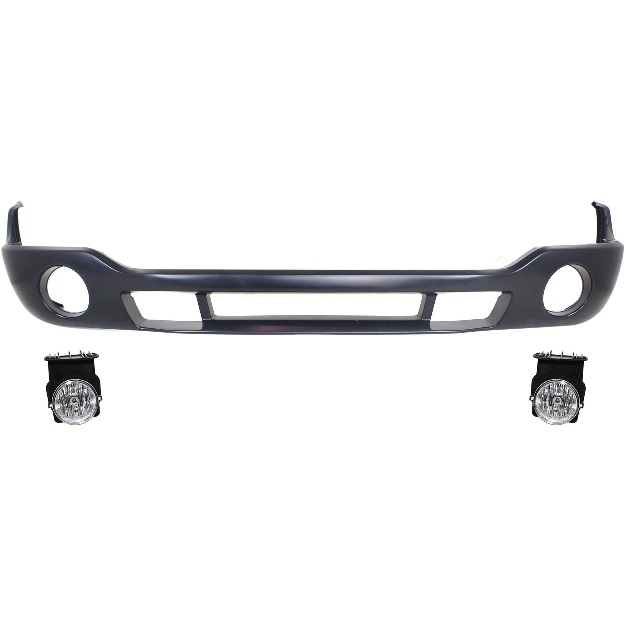 AM SIERRA P U 03-04 FRONT BUMPER COVER 3 pc kit with Fog Lights SKU KIT BCFL 0865 Partslink GM1000684 GM2592128 GM2593128 OEM 12335963-88979837-15190984-151