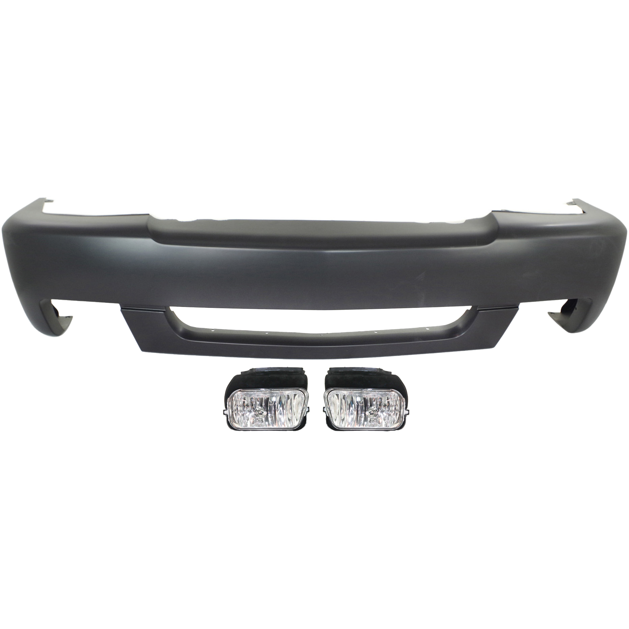AM SILVERADO 1500-03-04 FRONT BUMPER COVER 3 pc kit with Fog Lights SKU KIT BCFL 0872 Partslink GM1000683 GM2592127 GM2593127 OEM 12335659-15190982-15190983