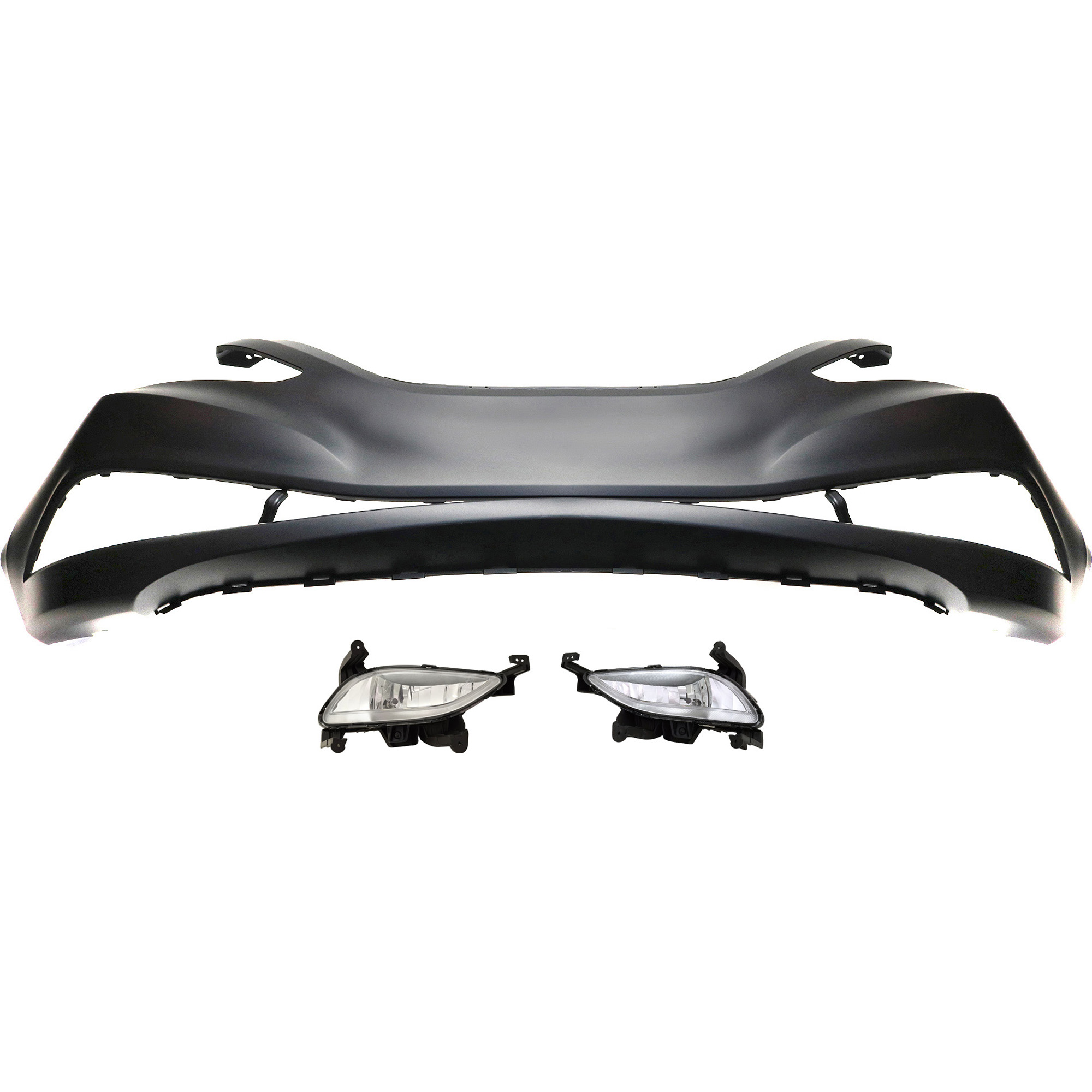 AM SONATA 14-14 FRONT BUMPER COVER 3 pc kit with Fog Lights SKU KIT BCFL 0879 Partslink HY1000200 HY2592150 HY2593150 OEM 865113Q700-922013Q100-922023Q1