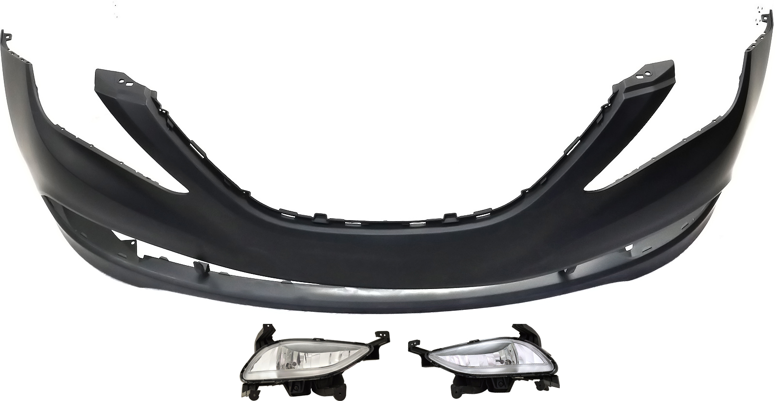 AM SONATA 14-14 FRONT BUMPER COVER 3 pc kit with Fog Lights CAPA SKU KIT BCFL 0880 Partslink HY1000200C HY2592150 HY2593150 OEM 865113Q700-922013Q100-922023Q1