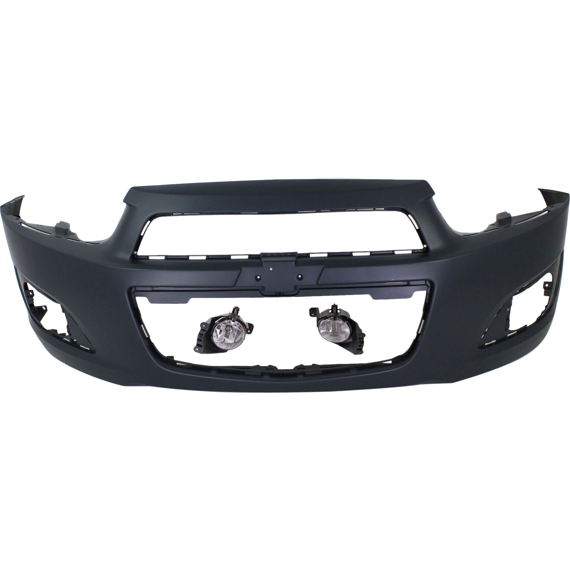 AM SONIC 12-16 FRONT BUMPER COVER 3 pc kit with Fog Lights SKU KIT BCFL 0883 Partslink GM1000928 GM2592306C GM2593306C OEM 95245182-96830993-96830994