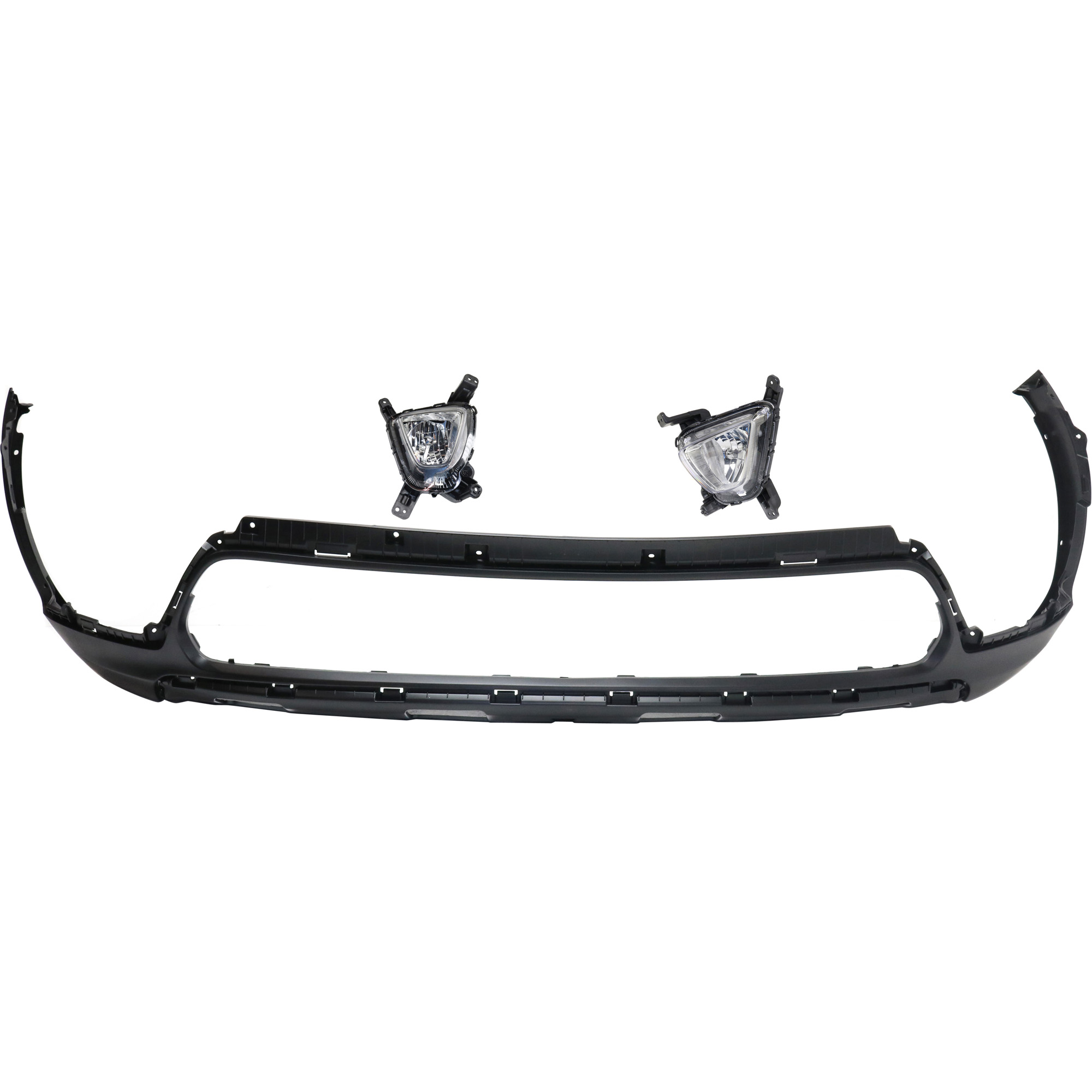 AM SORENTO 16-18 FRONT BUMPER COVER Lower 3 pc kit with Fog Lights CAPA SKU KIT BCFL 0887 Partslink KI1015105C KI2592137 KI2593137 OEM 86512C6000-92201C6000-92202C60
