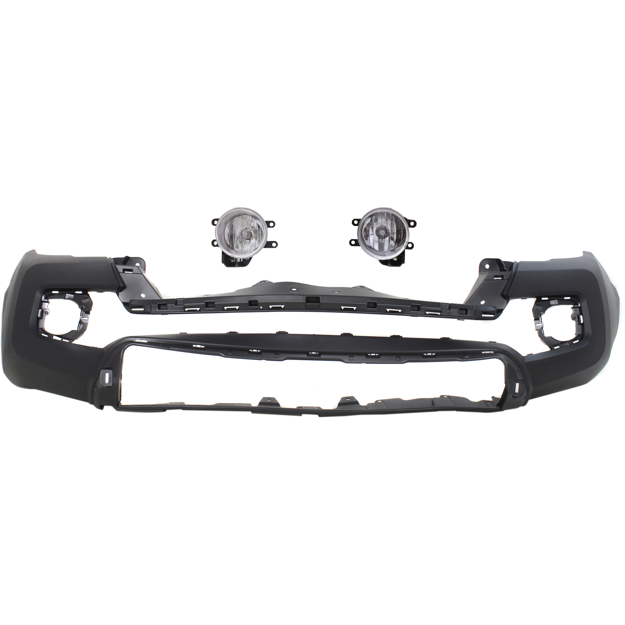 AM TACOMA 16-23 FRONT BUMPER COVER 3 pc kit with Fog Lights SKU KIT BCFL 0896 Partslink TO1000414 TO2592129C TO2593129C OEM 5211904907-8121002160-81220021