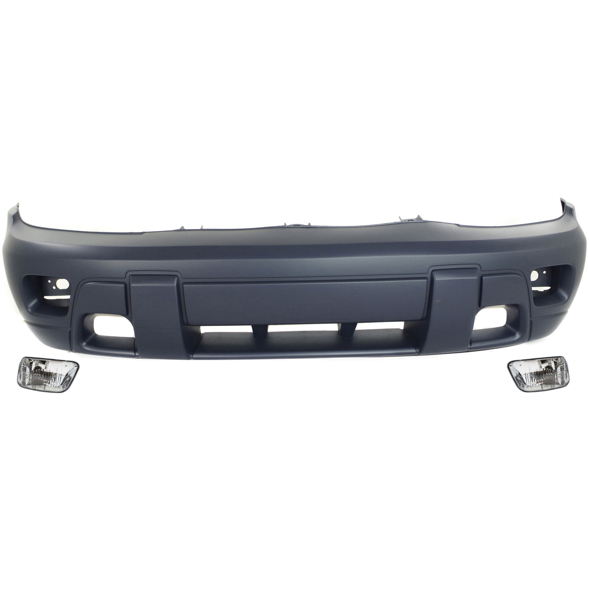 AM TRAILBLAZER 02-05 FRONT BUMPER COVER 3 pc kit with Fog Lights SKU KIT BCFL 0914 Partslink GM1000672 GM2592123 GM2593123 OEM 88943617-15175700-15076246