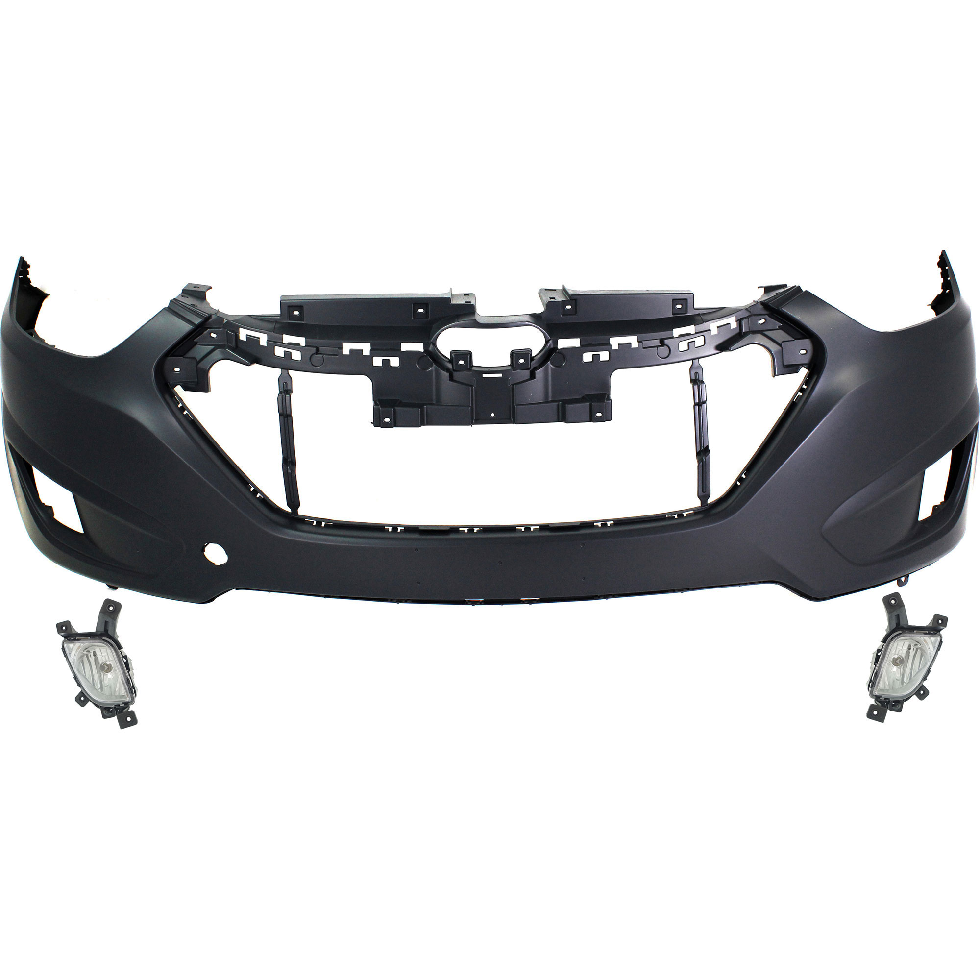 AM TUCSON 10-15 FRONT BUMPER COVER 3 pc kit with Fog Lights SKU KIT BCFL 0926 Partslink HY1000182 HY2592136 HY2593136 OEM 865112S000-922012S000-922022S0