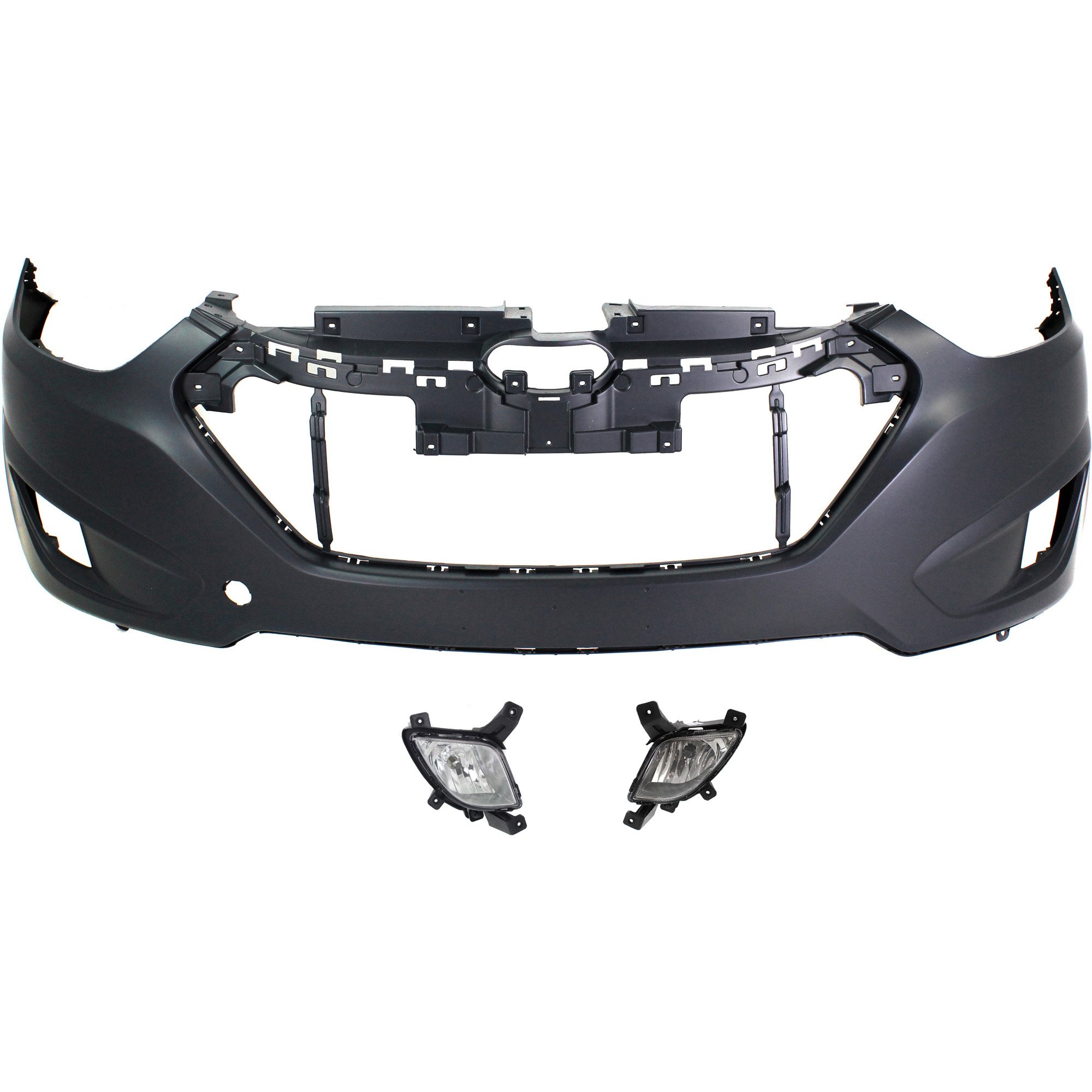 AM TUCSON 10-15 FRONT BUMPER COVER 3 pc kit with Fog Lights CAPA SKU KIT BCFL 0927 Partslink HY1000182C HY2592136 HY2593136 OEM 865112S000-922012S000-922022S0