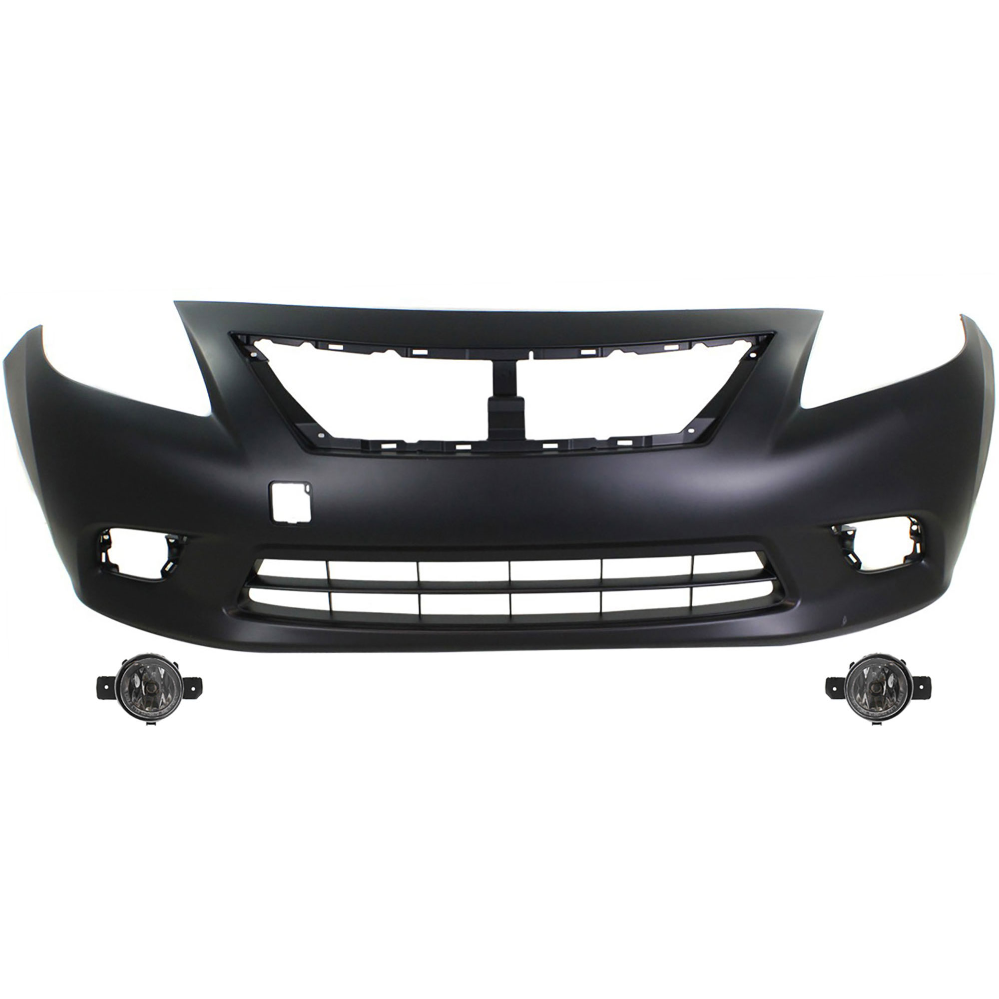 AM VERSA 12-14 FRONT BUMPER COVER 3 pc kit with Fog Lights CAPA SKU KIT BCFL 0934 Partslink NI1000284C NI2592122 NI2592117 NI2593122 NI2593117 OEM 261509B91D 261559B91D FBM223BA