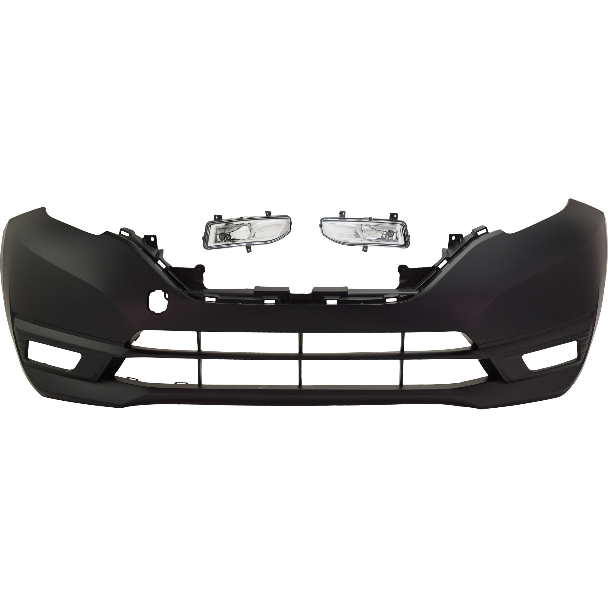 AM VERSA NOTE 17-19 FRONT BUMPER COVER 3 pc kit with Fog Lights SKU KIT BCFL 0936 Partslink NI1000317 FO2521189 FO2520189 OEM 620229ME0J CJ5Z13200CCP CJ5Z13