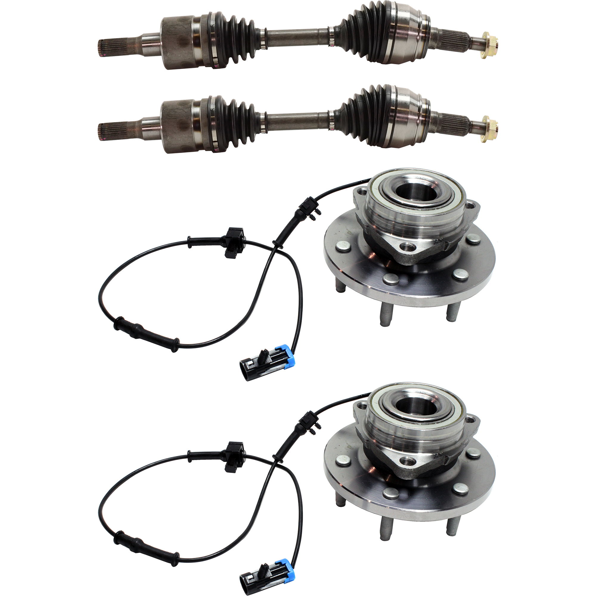 AM H3-06-10 H3T 09-10 FRONT CV AXLE ASSEMBLY RH AND LH 4 Pc Kit 4WD with Wheel Hubs SKU KIT J020421-03-44 OEM 15874836