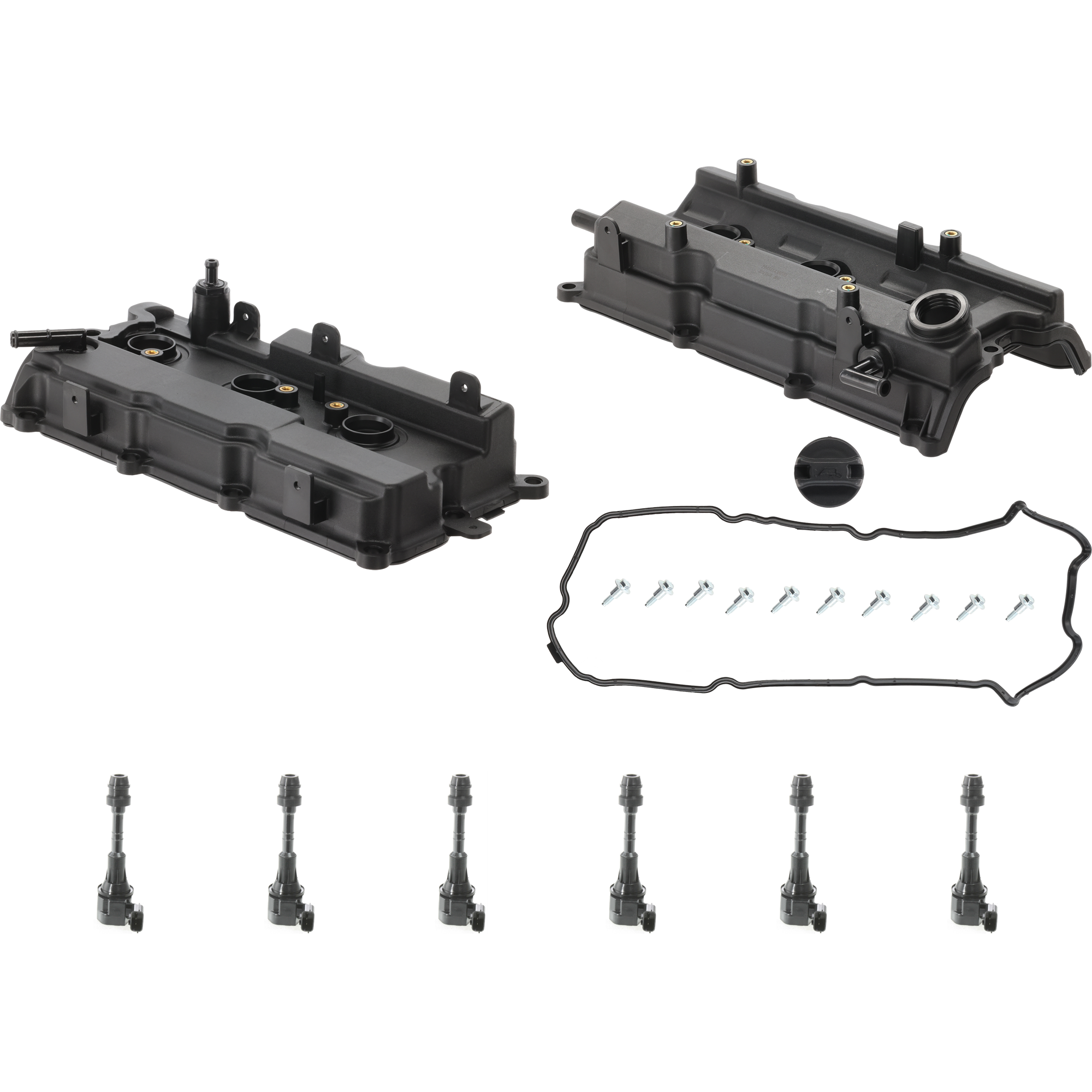 AM ALTIMA 02-06 MAXIMA 02-08 QUEST 04-09 FRONT AND REAR VALVE COVER 8 pc Kit with Ignition Coils SKU KIT J021419-03