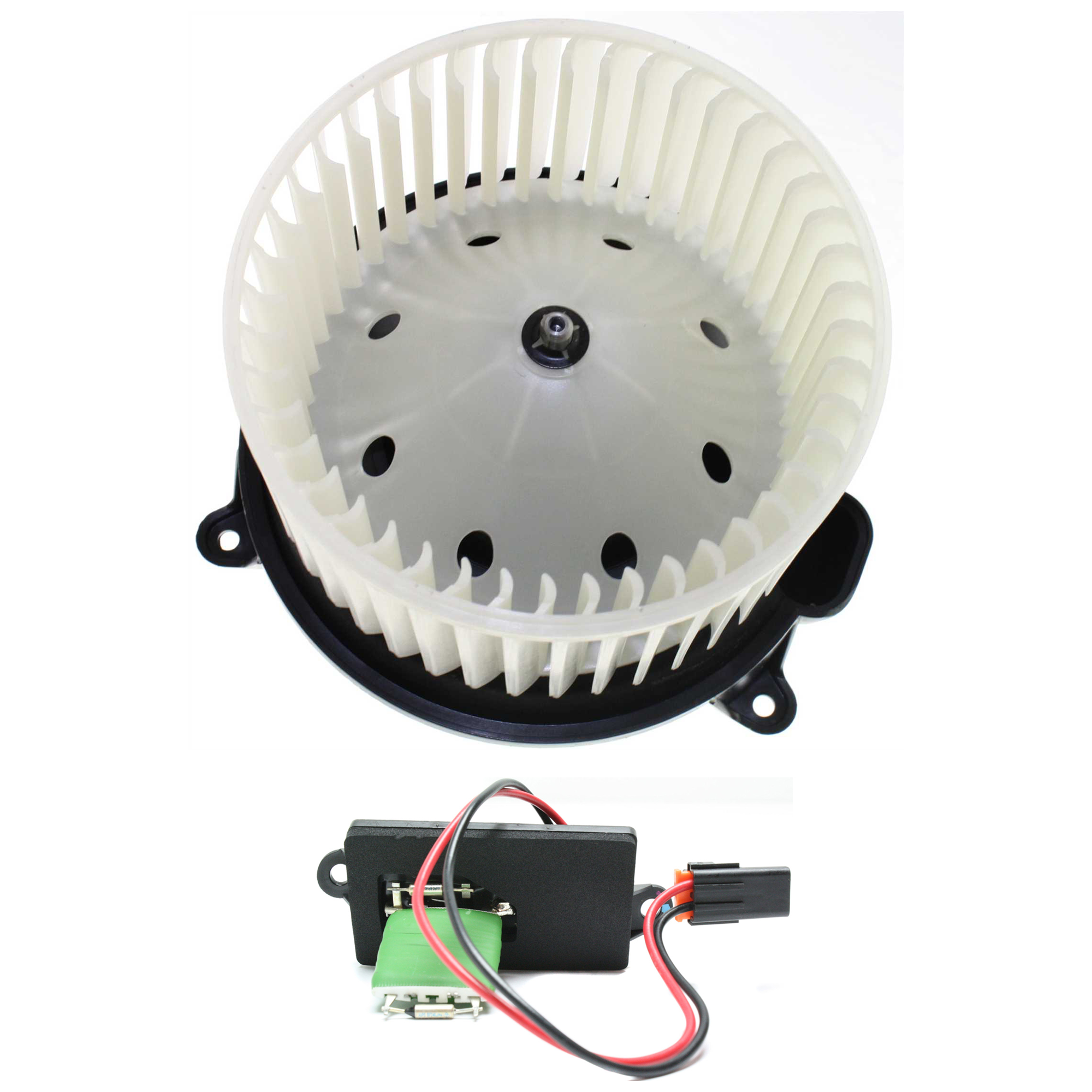 AM SIERRA SILVERADO 03-07 BLOWER MOTOR 2 pc kit w Wheel Front Manual A C w Custom Front Floor Console w Resistor SKU KIT J030418-07 OEM 88986838-20293-1581087-1530507