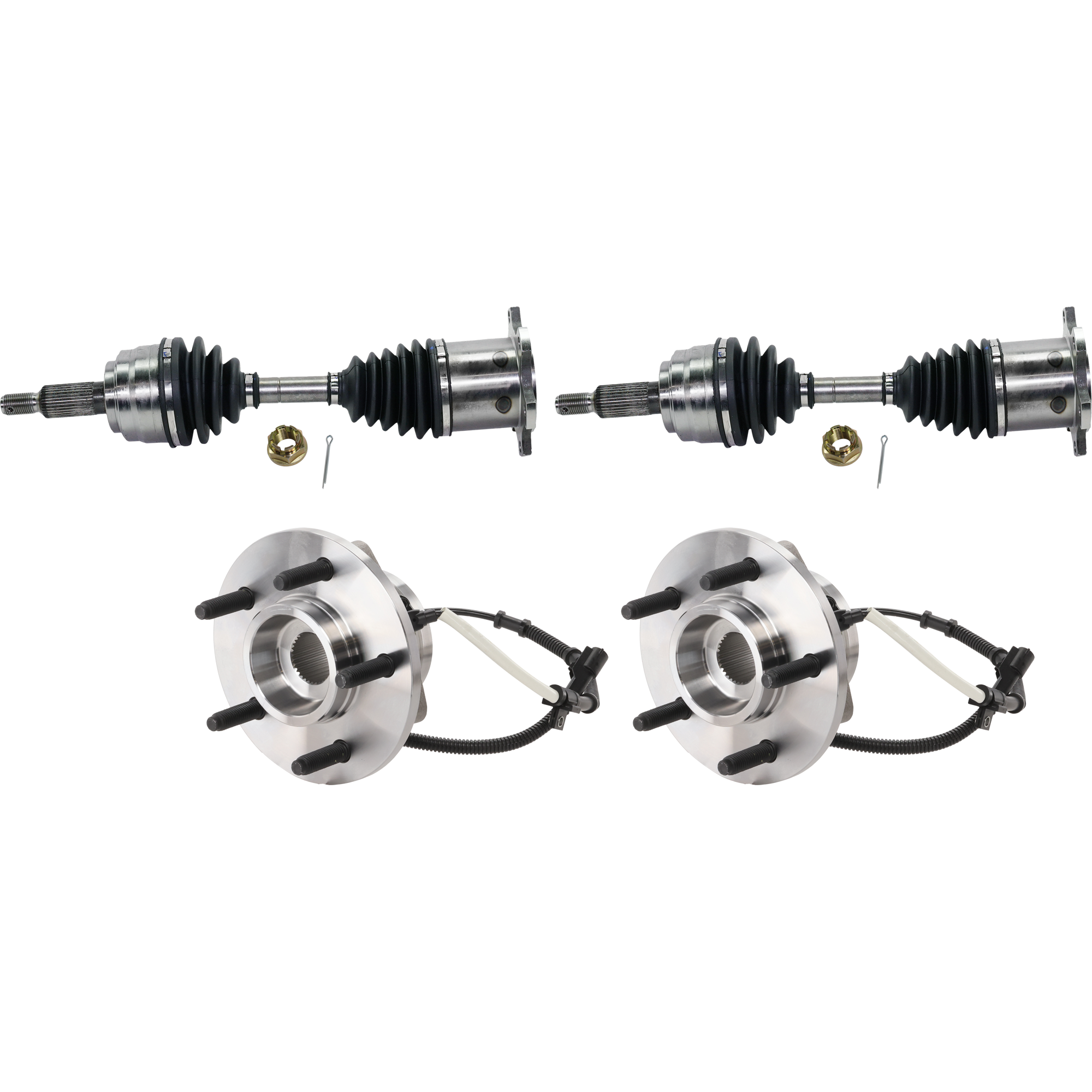 AM F 150-00-03 F 150 HERITAGE 04-04 FRONT CV AXLE ASSEMBLY RH AND LH 4 pc kit with Wheel Hub SKU KIT J052924 C38 OEM 6L3Z1104A