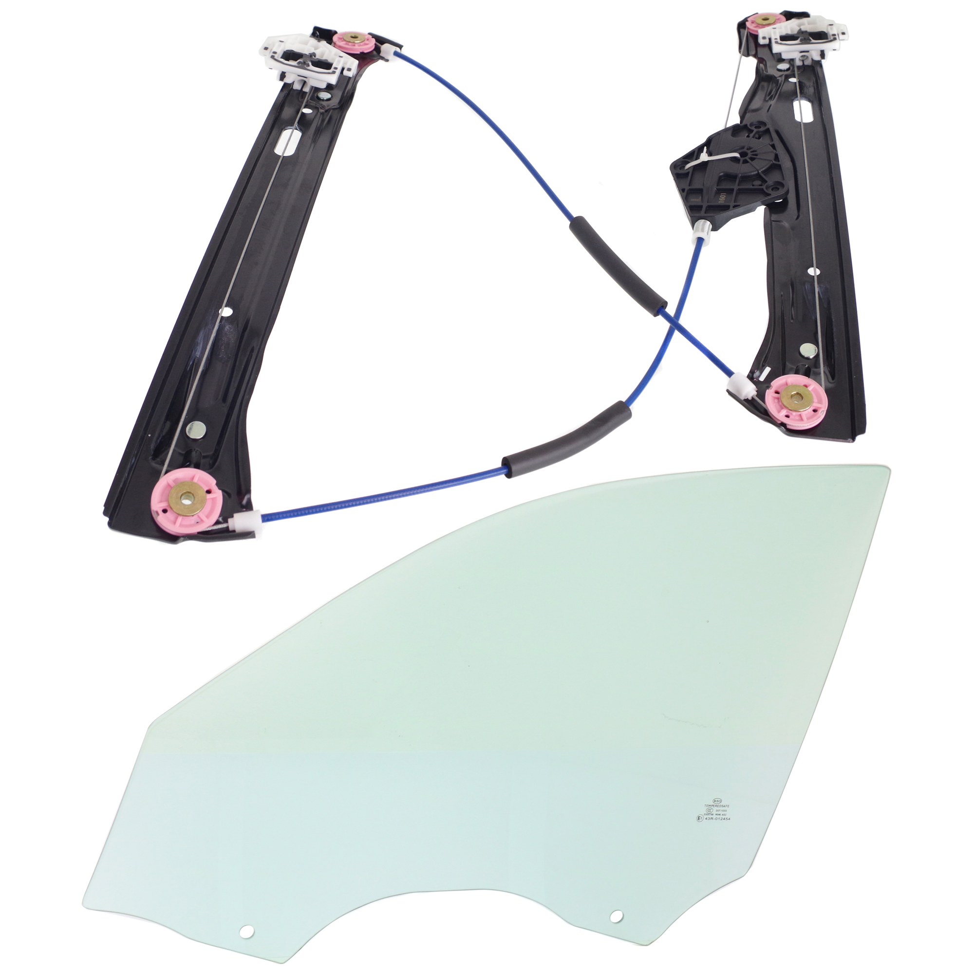 AM 3 SERIES 12-19 FRONT DOOR GLASS LH 2 pc kit with Window Regulator Power 4 Door Sedan Wagon 14-17 w o Motor w o Clip SKU KIT J062817-56 Partslink BM1350120 OEM 51337259825 FD25623GTNN 513372